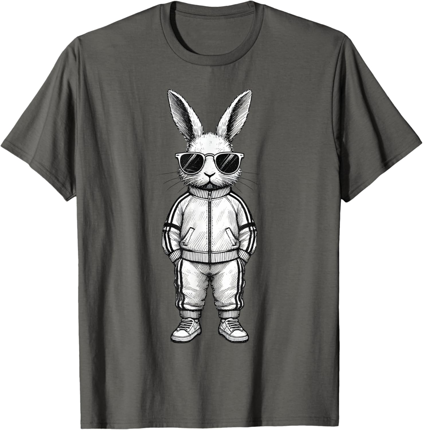 Cool Bunny Face with Sunglasses Easter T-Shirt for Boys and Kids - 17