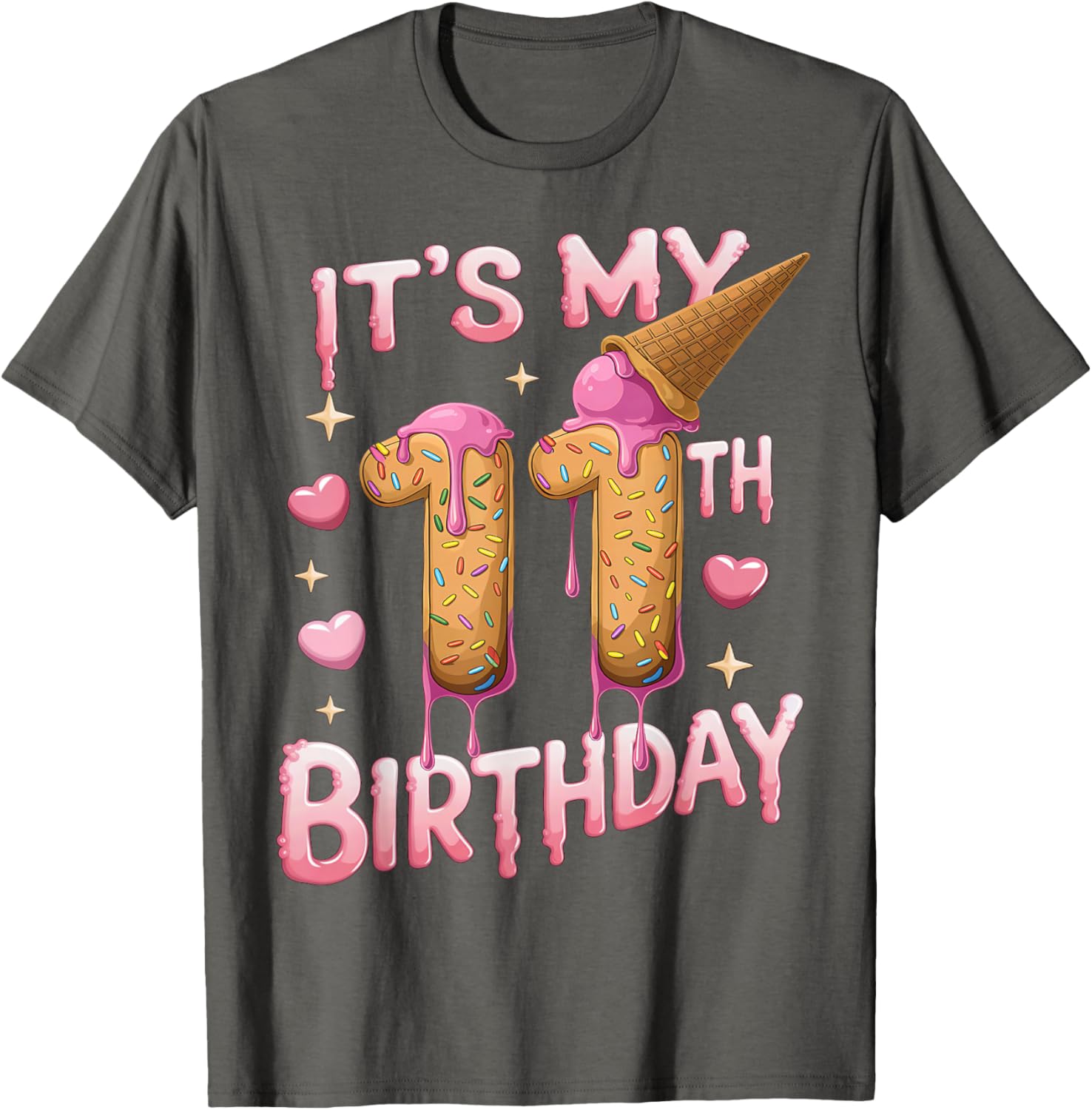 Cute Ice Cream 11th Birthday Shirt for Girls - Perfect Birthday Gift T-Shirt - 12