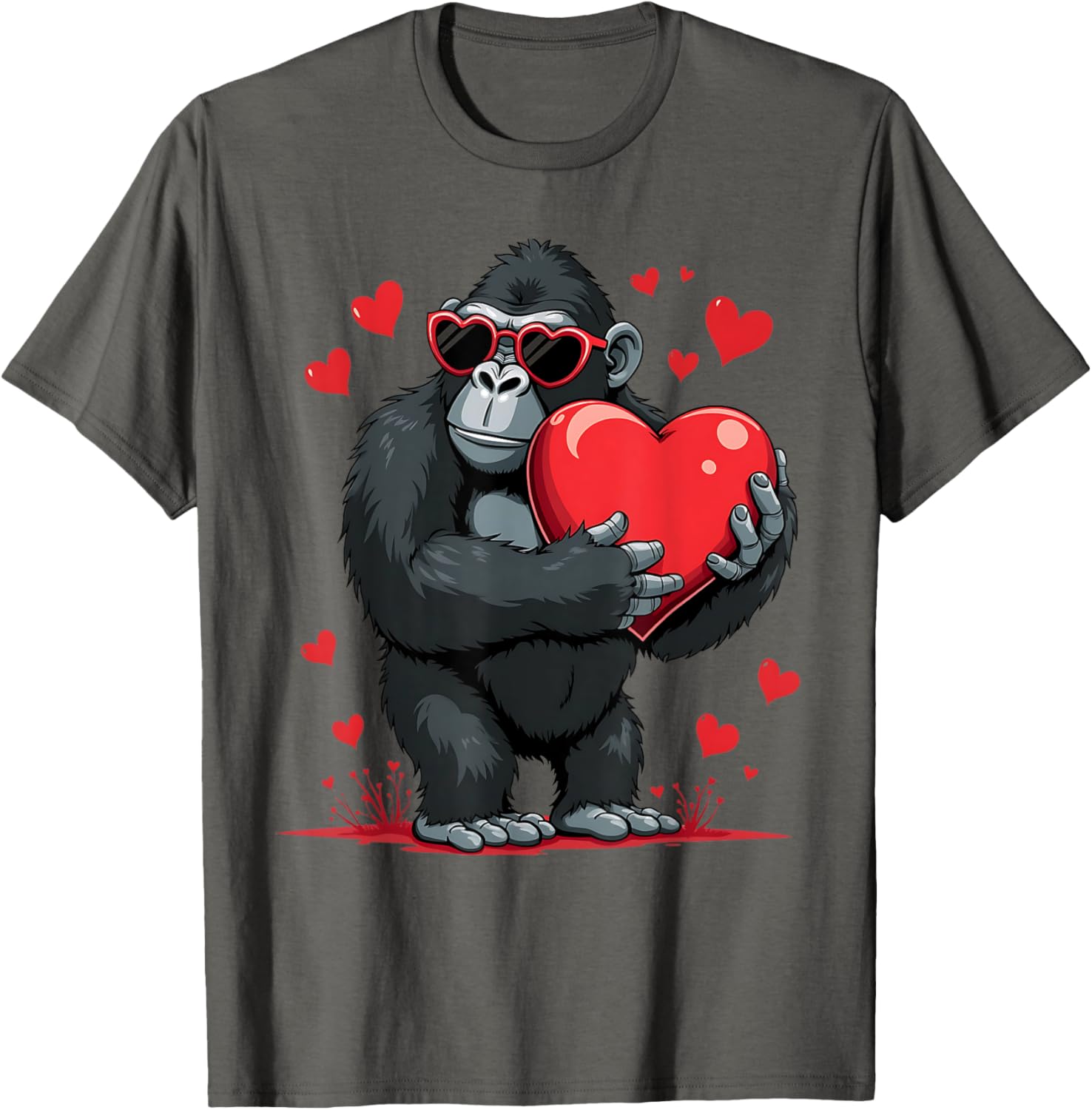 Funny Gorilla Heart Sunglasses T-Shirt for Boys Perfect for Valentine's Day - 1