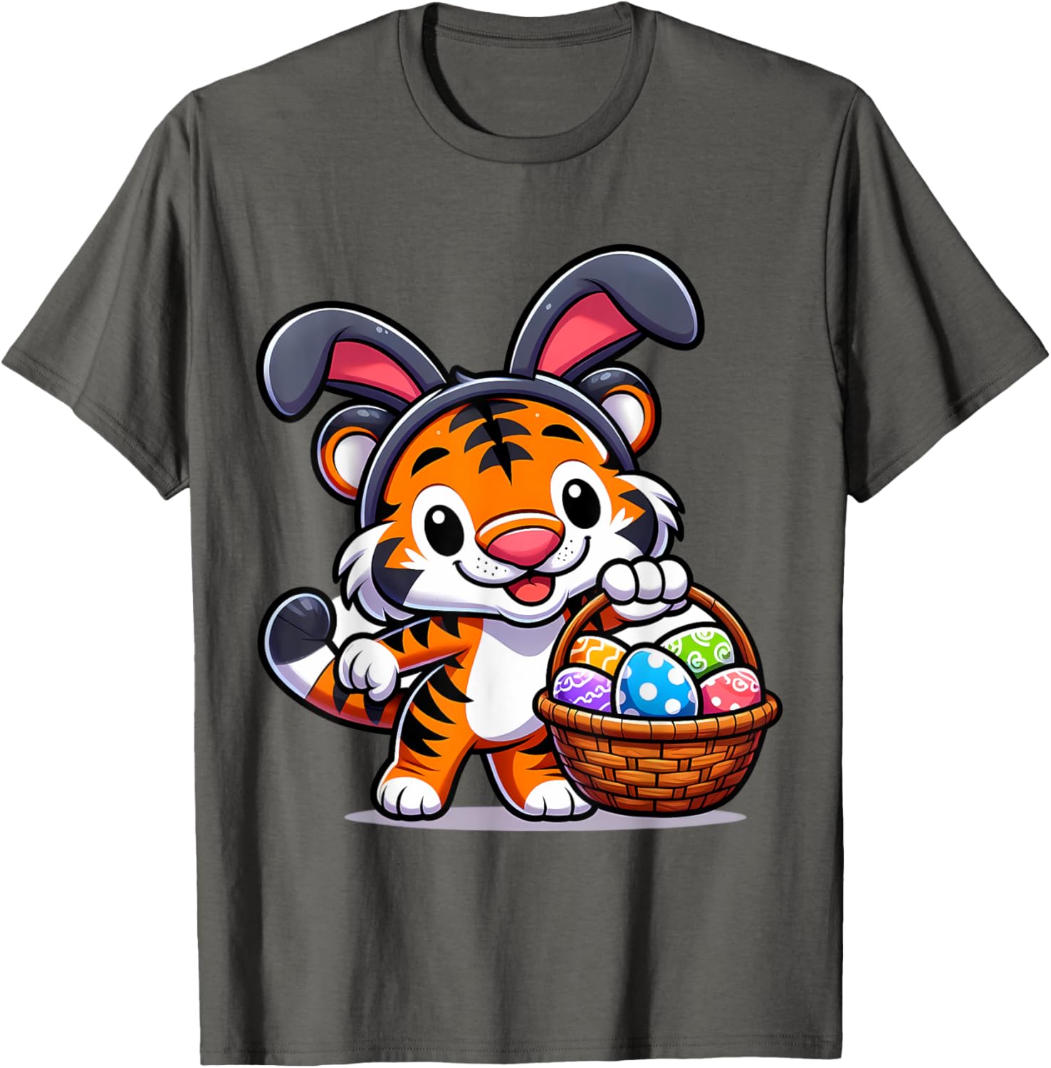 Cute Bunny Ear Tiger Easter Eggs T-Shirt for Kids and Babies - 7
