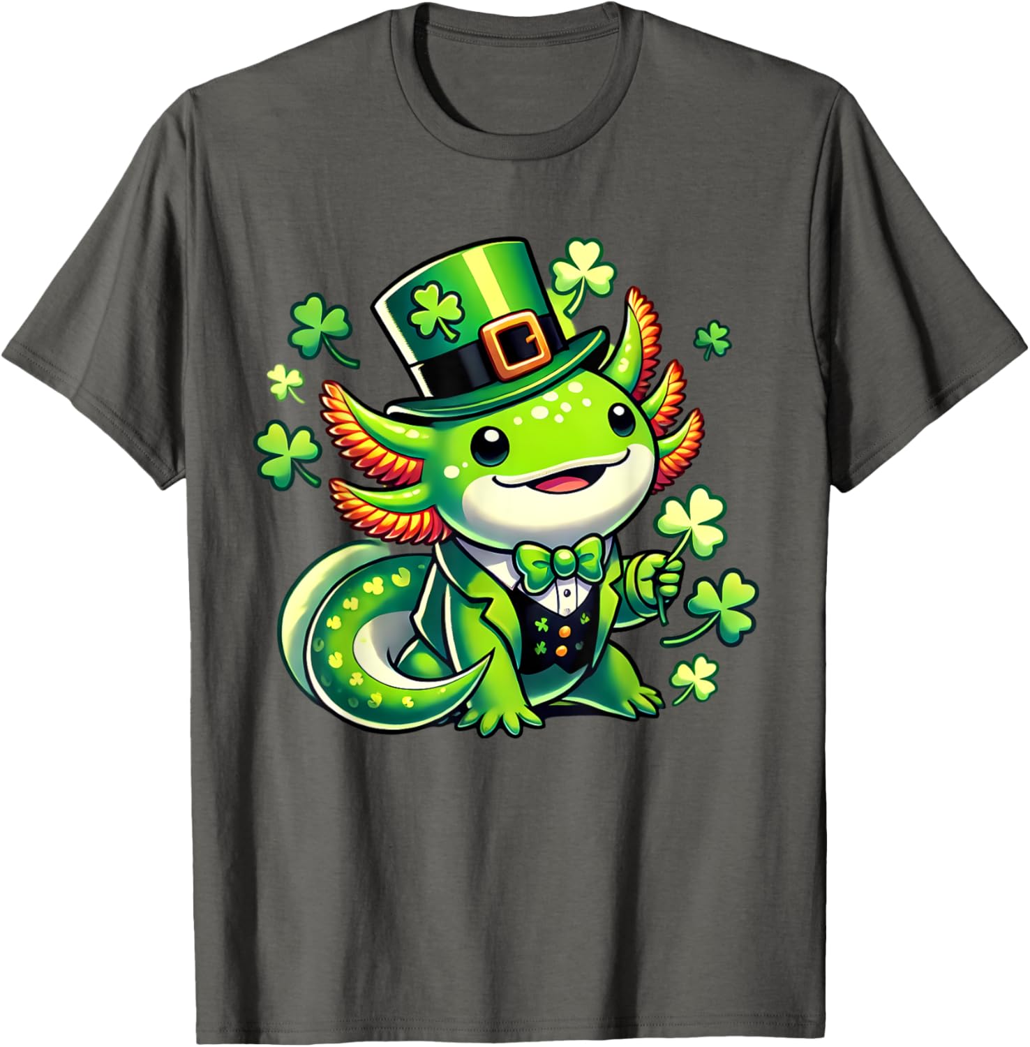 Cute St. Patrick's Day Axolotl Leprechaun T-Shirt for All Ages - 4