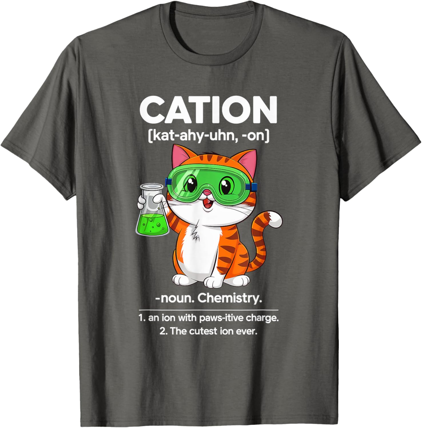 Cation Cat Chemistry T-Shirt for Cat Lovers - Fun Science for All Ages - 8