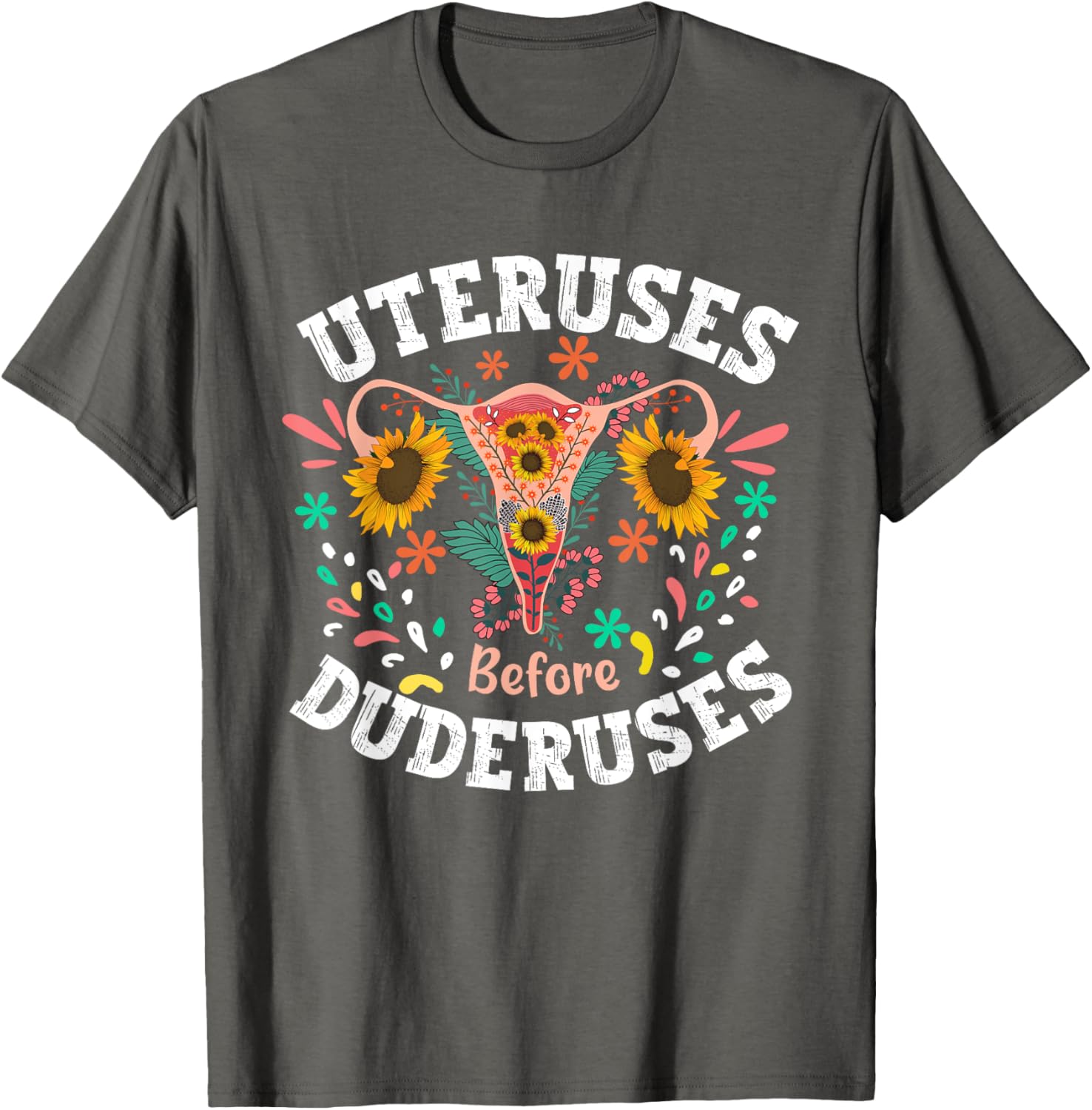 Galentines Day Floral Uterus T-Shirt for Feminist Empowerment Support - 1