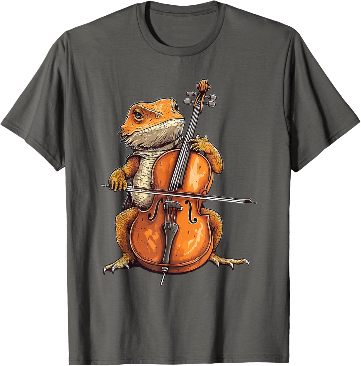 Cute Bearded Dragon Playing Cello Musician T-Shirt for Music Lovers - 4