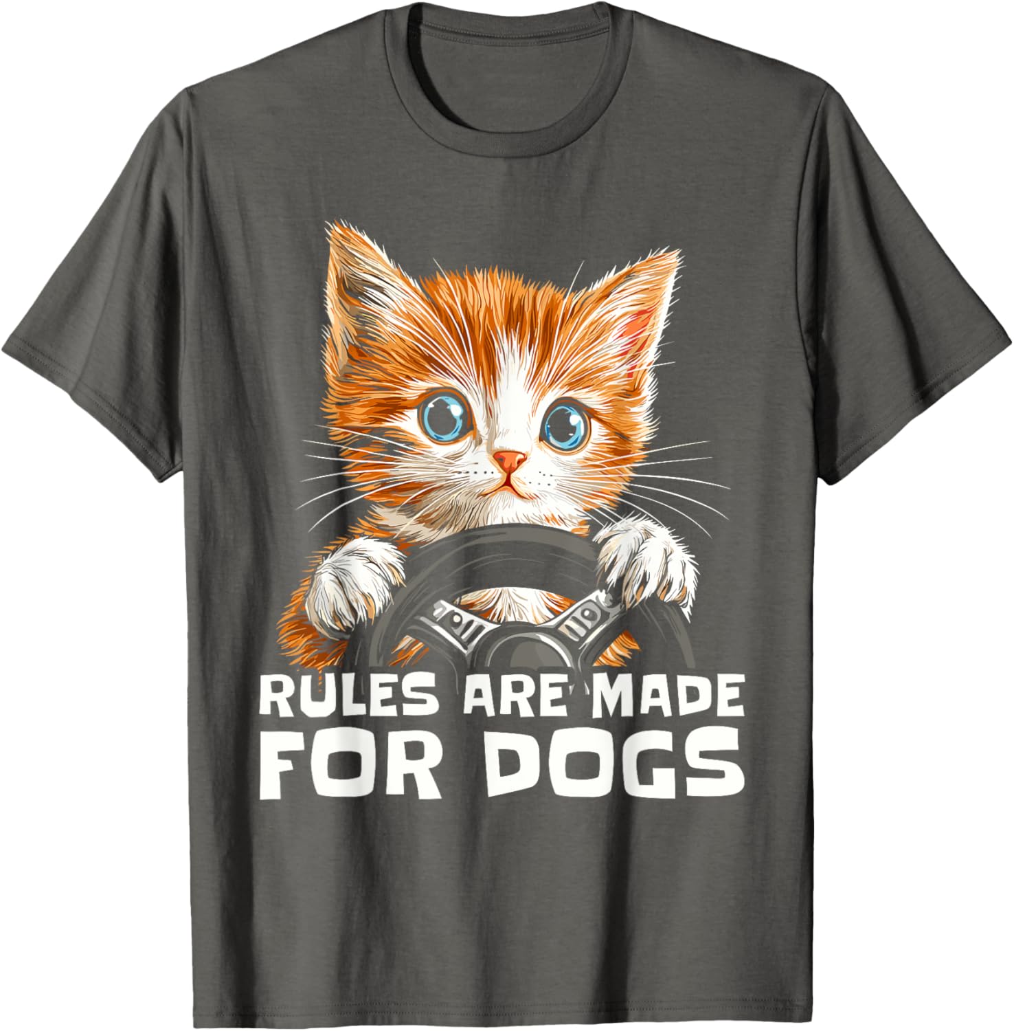 Funny Cat Lover T-Shirt - Rules Are Made for Dogs Driving Cat Shirt - 5