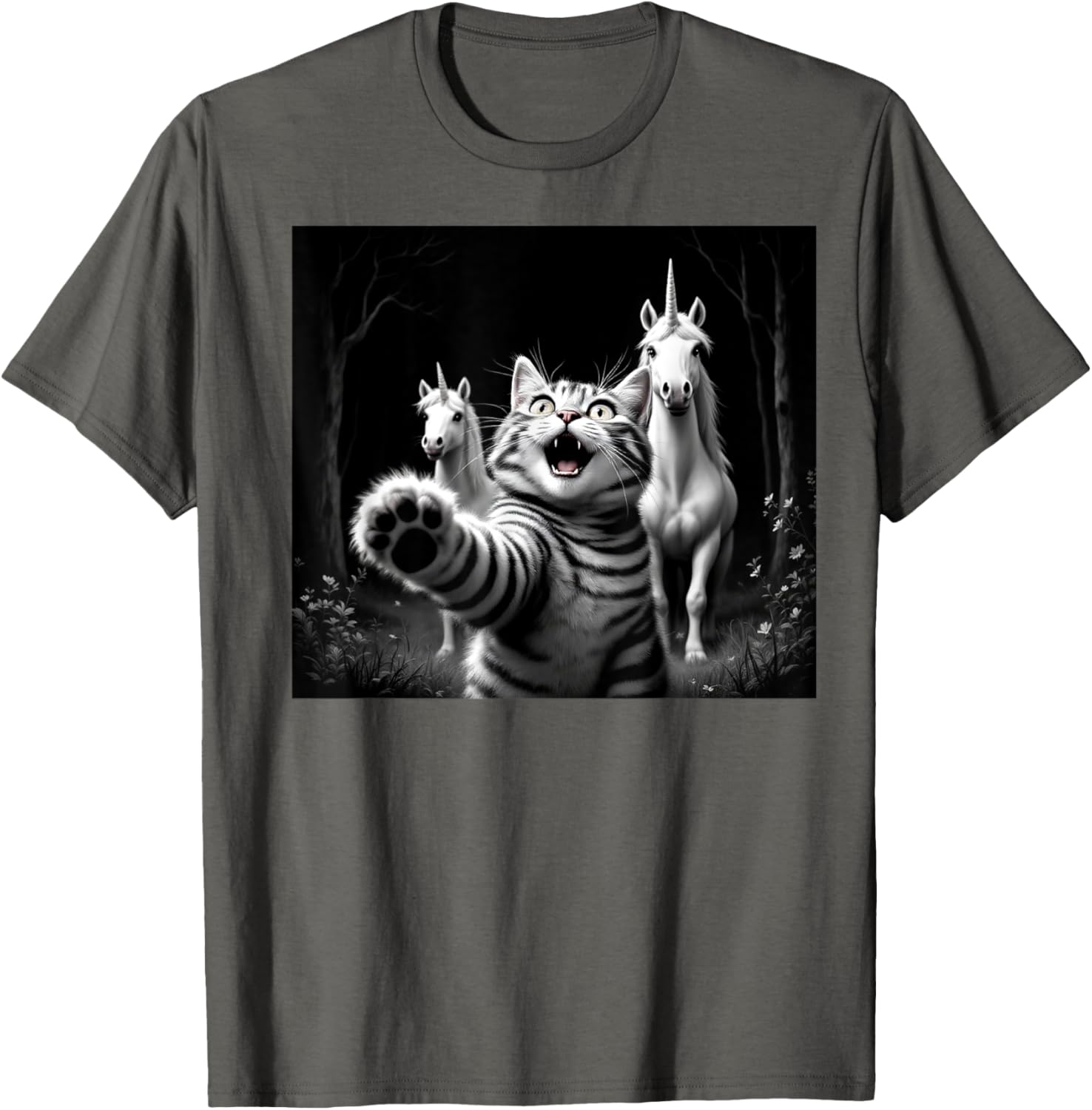 Funny Cat and Unicorn Selfie T-Shirt for Cat Lovers and Kids - 7