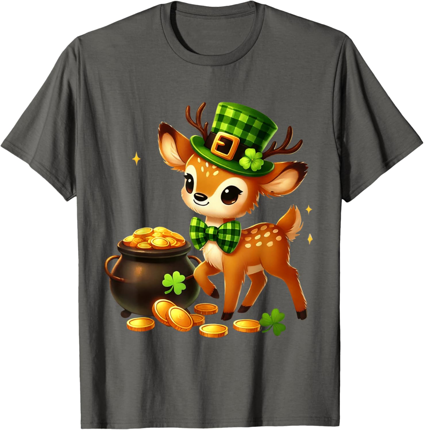 Cute Deer Leprechaun St Patrick's Day T-Shirt for Kids Fun Party Wear - 9