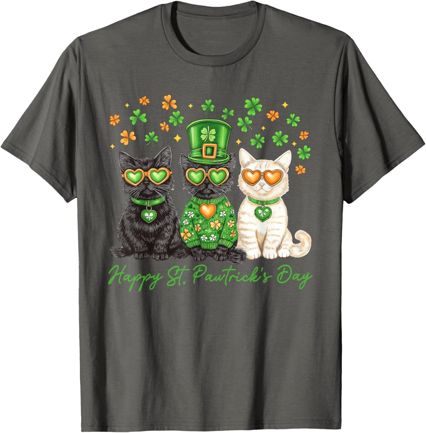 Cute Cat St Pawtrick's Day Shamrock T-Shirt for Cat Lovers - 17
