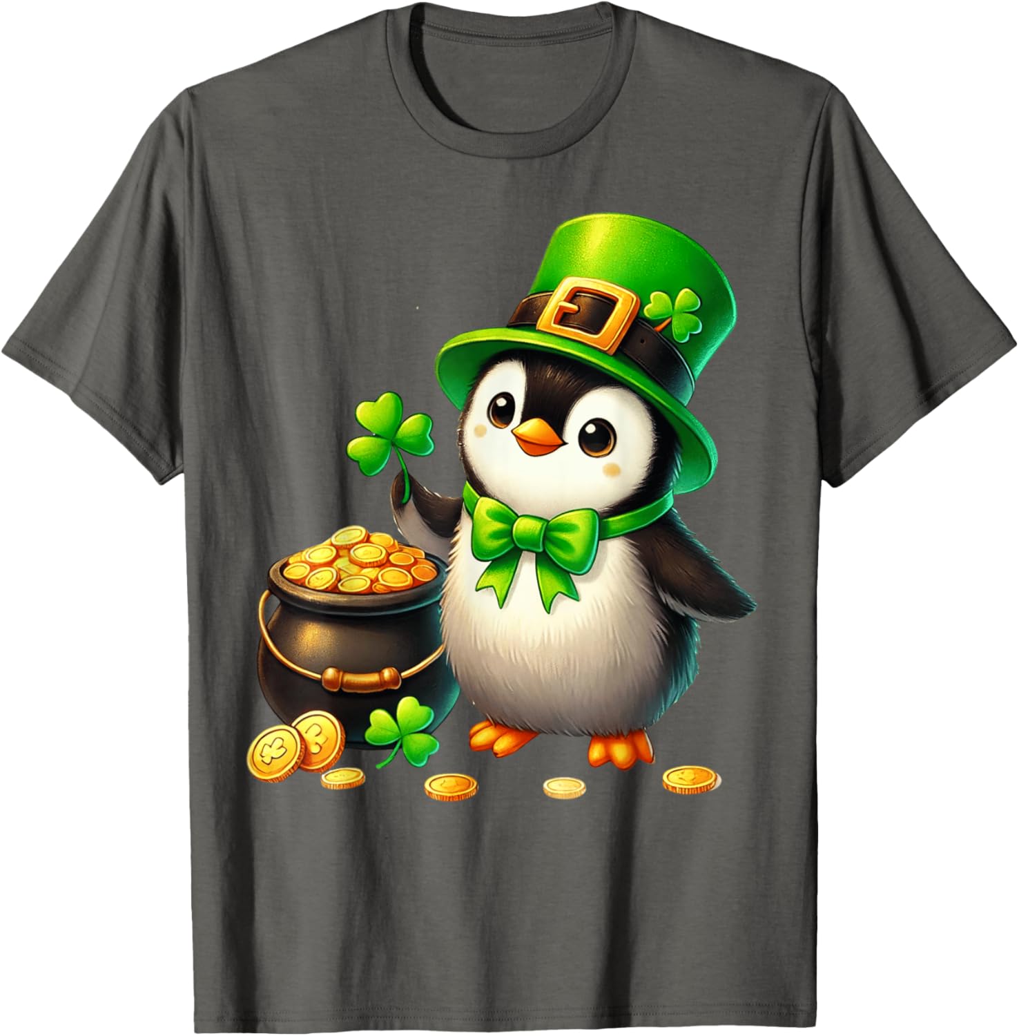 Cute Penguin Leprechaun St Patricks Day T-Shirt for Kids and Teens - 18