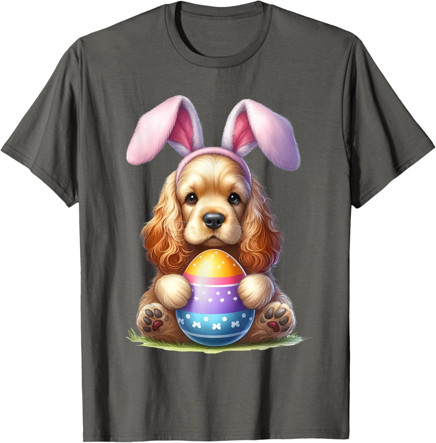 Cute Bunny Cocker Spaniel Easter T-Shirt for Men and Women Celebrating Spring - 15