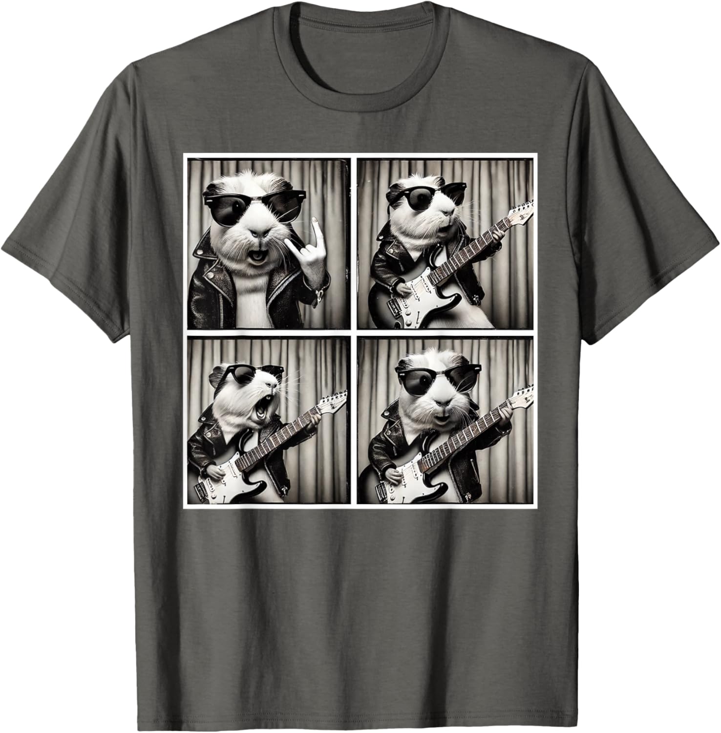 Cute Guinea Pig Electric Guitar T-Shirt for Music Lovers and Pet Fans - 3