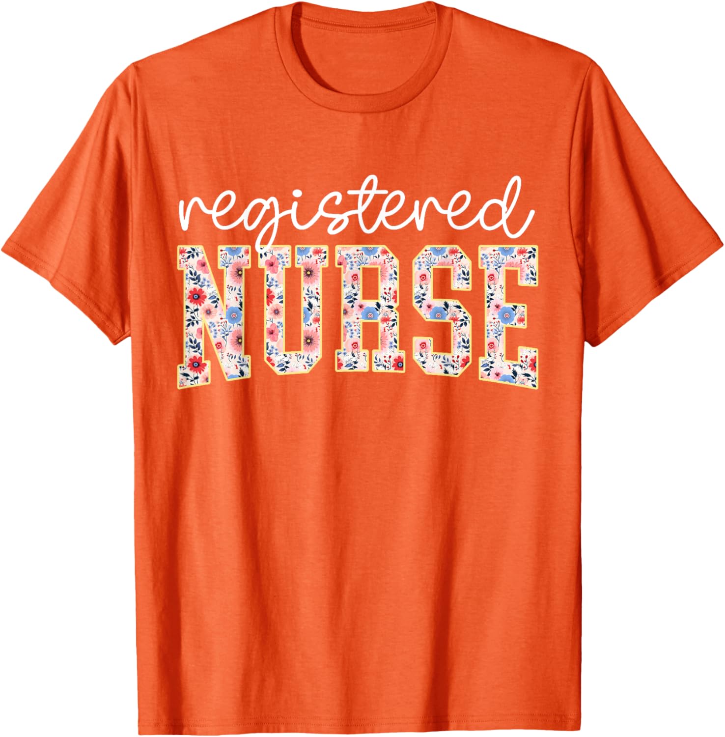 Floral Print RN Nurse T-Shirt for Women - Perfect for Nursing School - 2