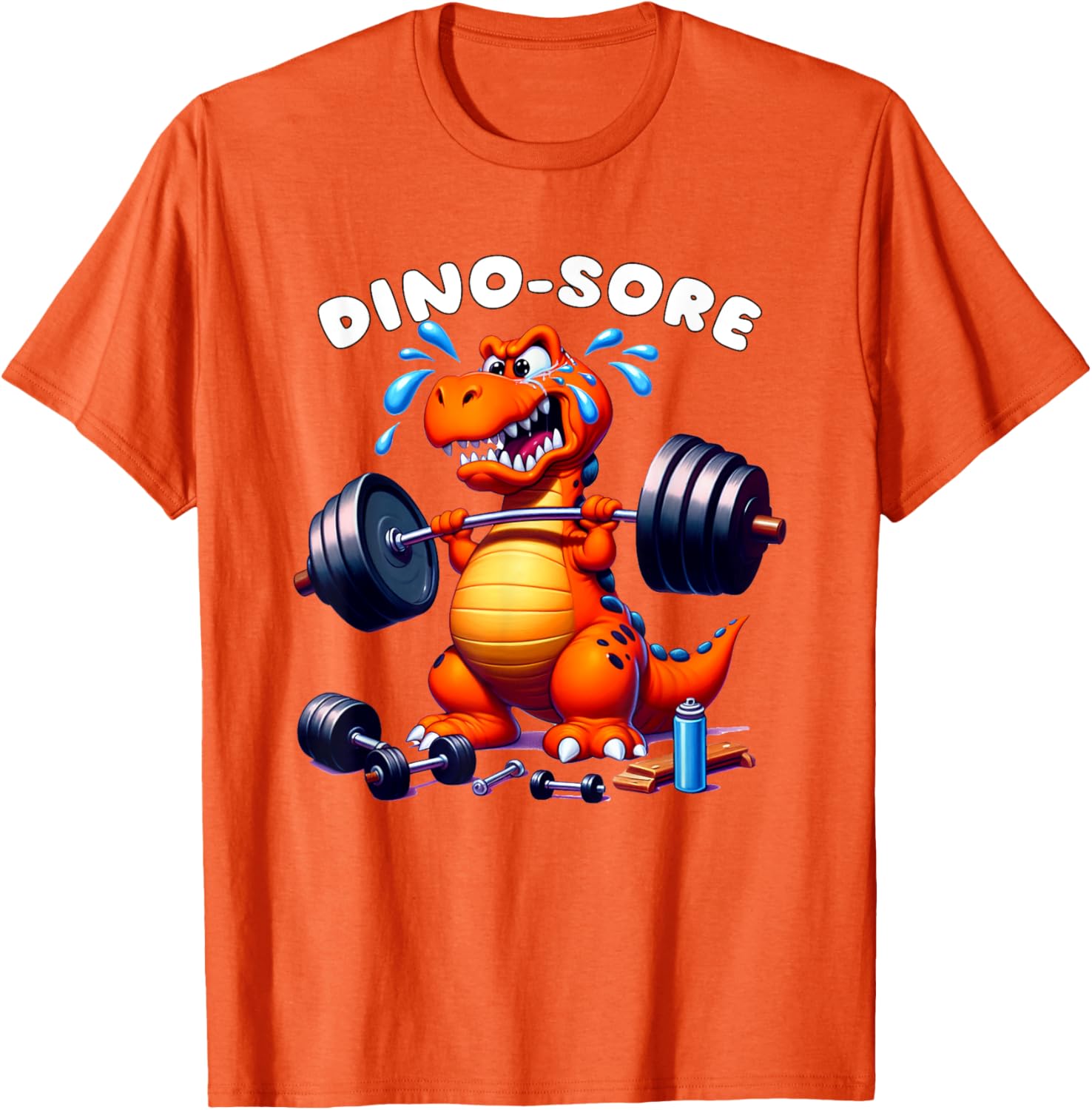 Dino Sore Gym T-Shirt for Fitness Lovers - Fun Lifting Weights Design - 1