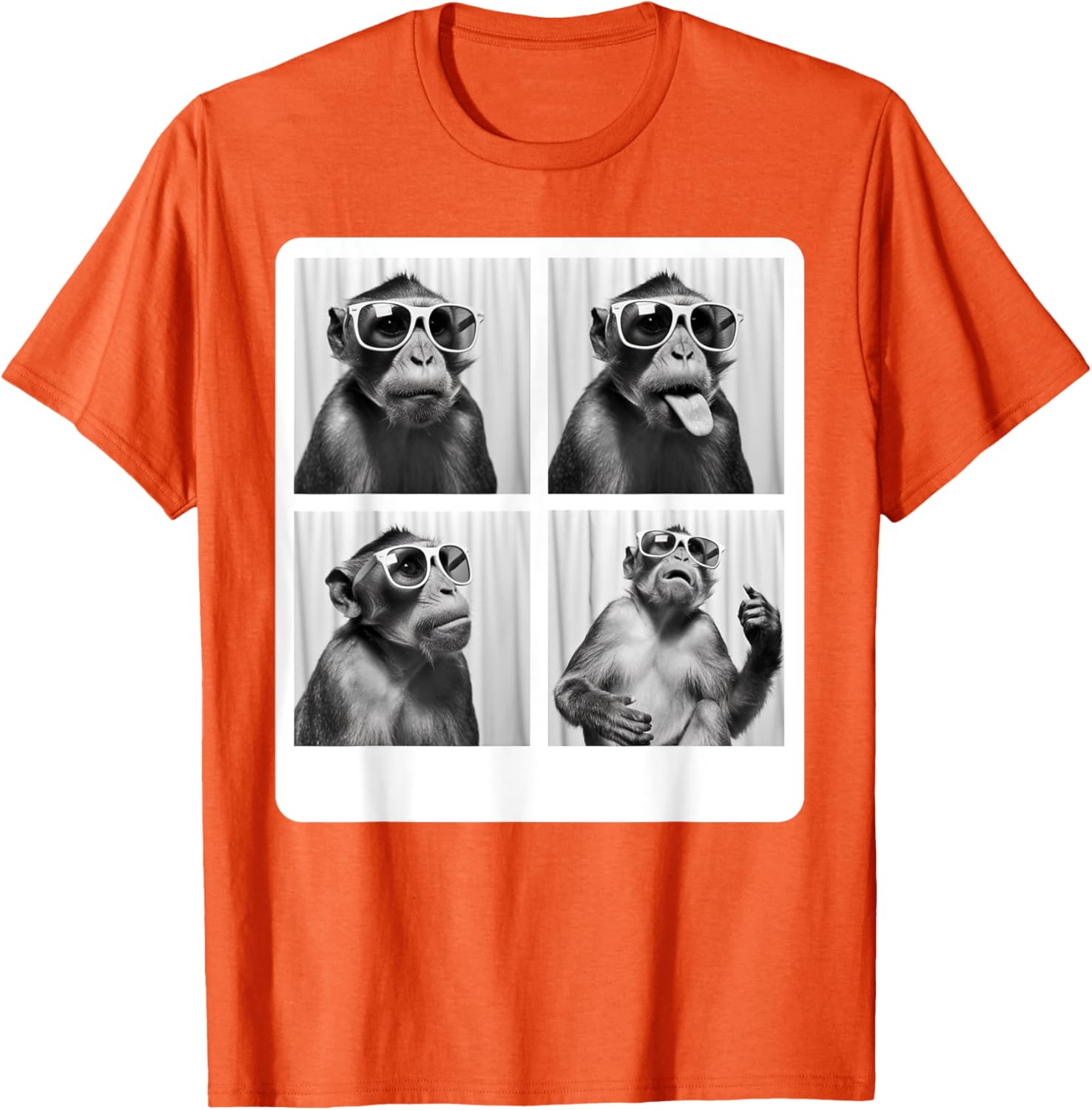 Funny Monkey Photo Booth T-Shirt with Sunglasses for Animal Lovers - 23