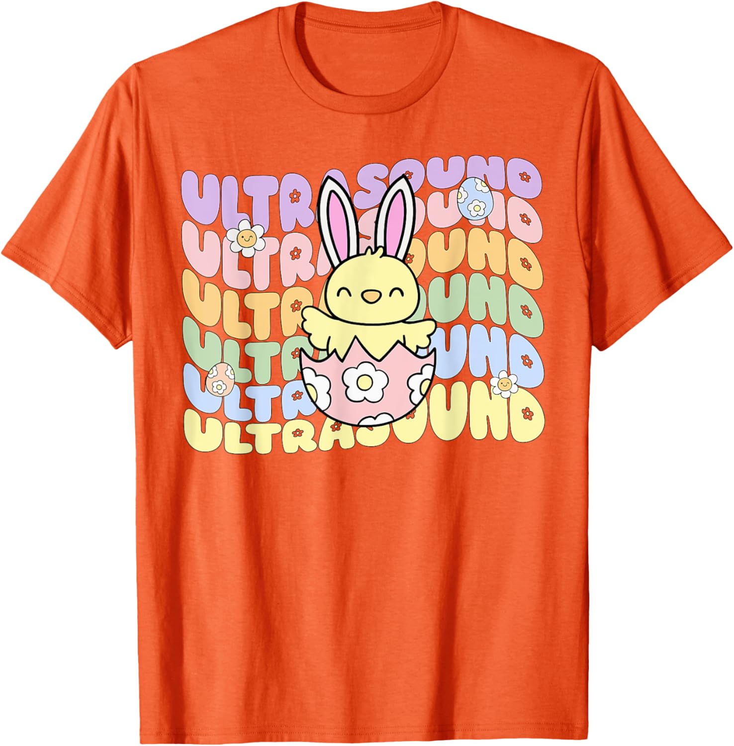 Groovy Easter Sonographer Bunny Chick Eggs T-Shirt for Ultrasound Lovers - 11