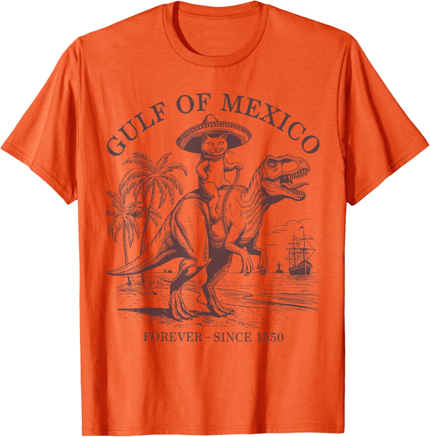 Funny Pirate Cat Dinosaur T-Shirt for Men and Women, Gulf of Mexico Vibe - 5