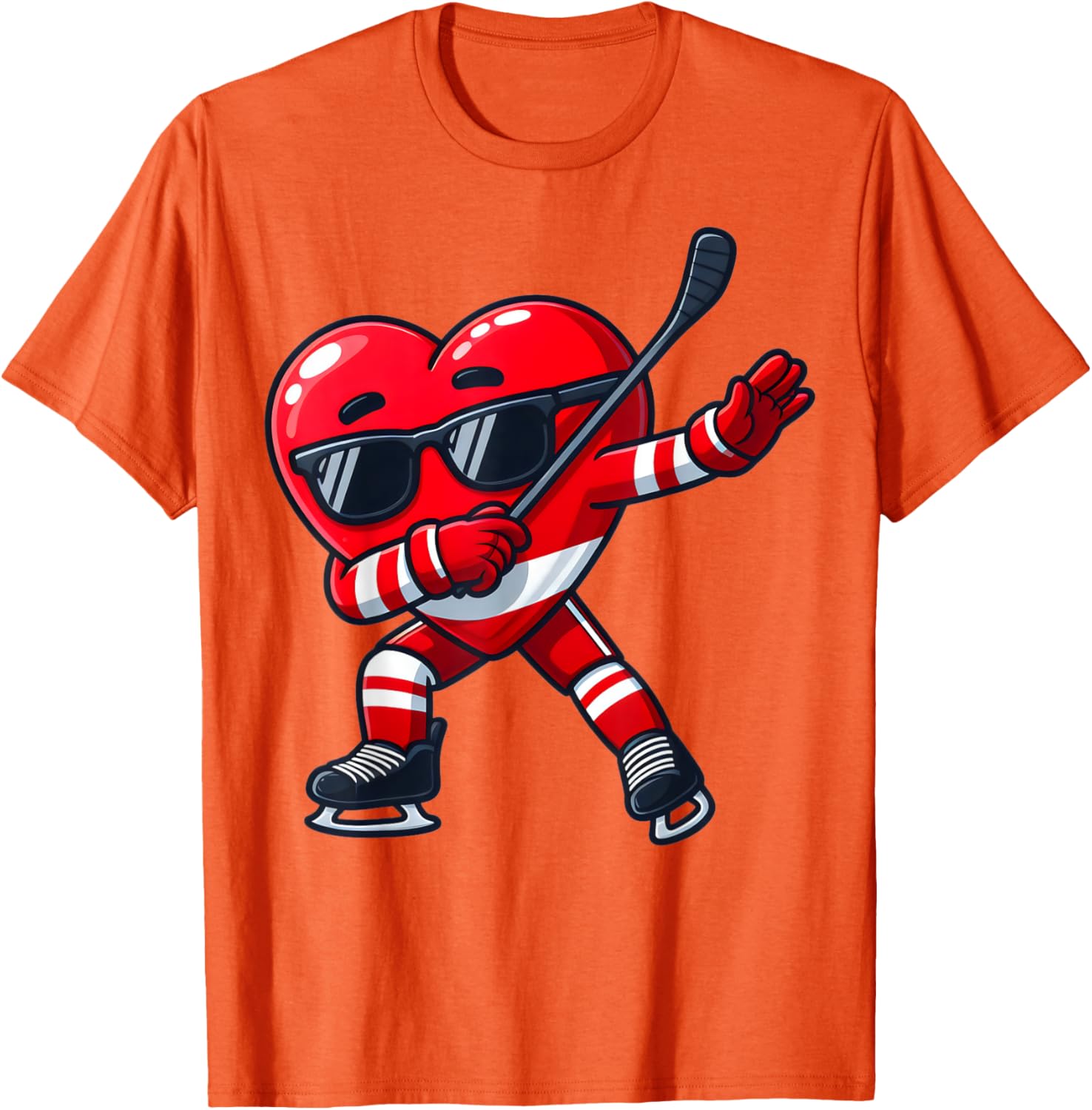 Cute Dabbing Heart Ice Hockey T-Shirt for Funny Valentine's Day Fun - 11