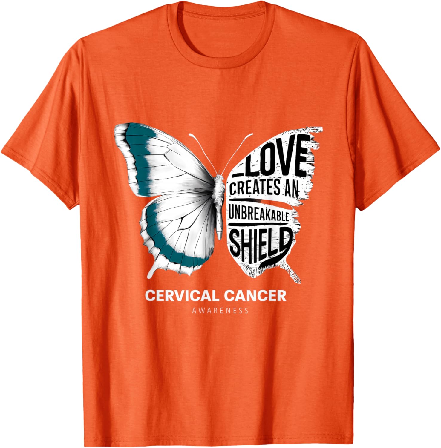 Cervical Cancer Awareness Teal Ribbon Unbreakable Shield T-Shirt - 5