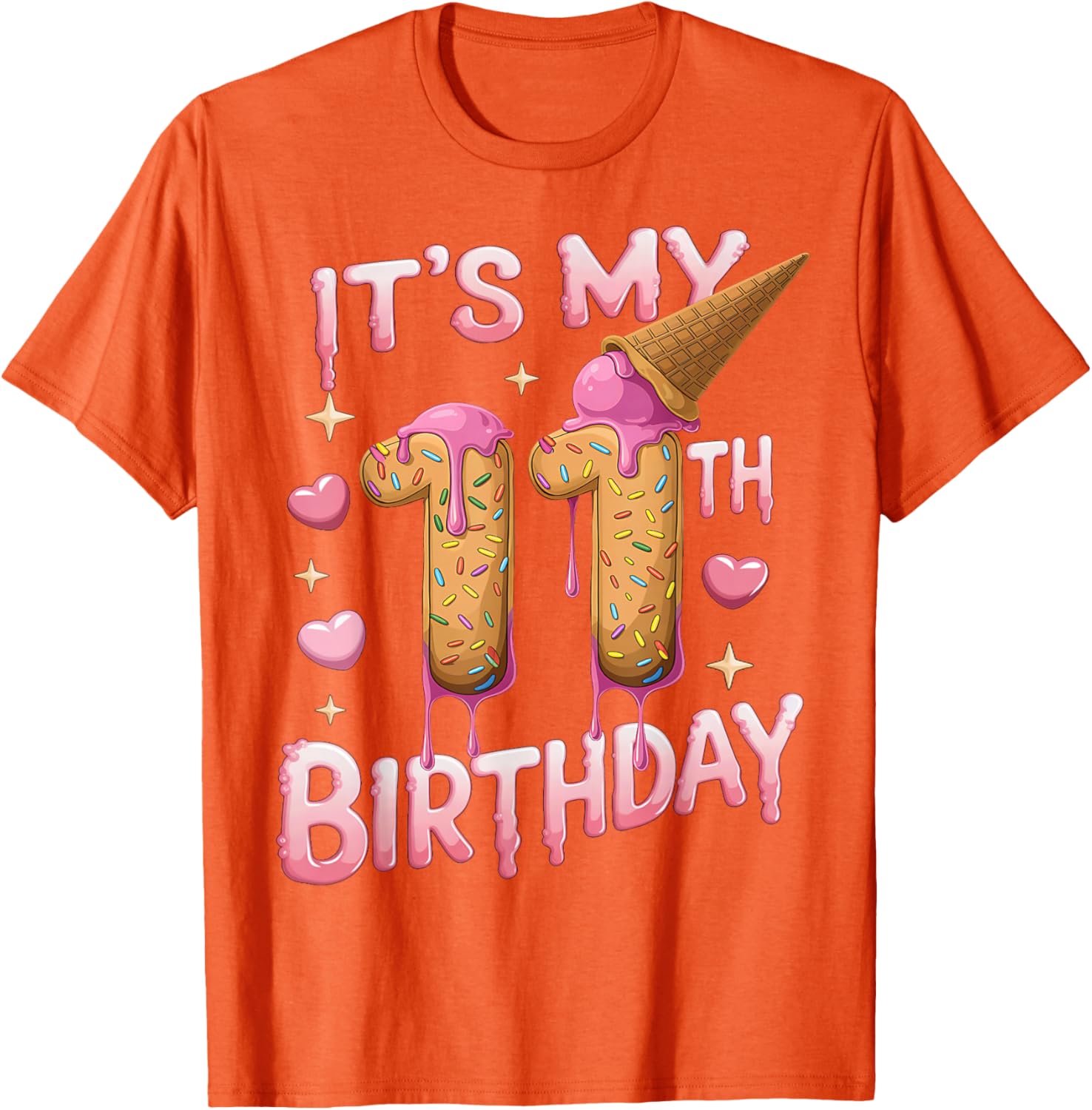 Cute Ice Cream 11th Birthday Shirt for Girls - Perfect Birthday Gift T-Shirt - 14