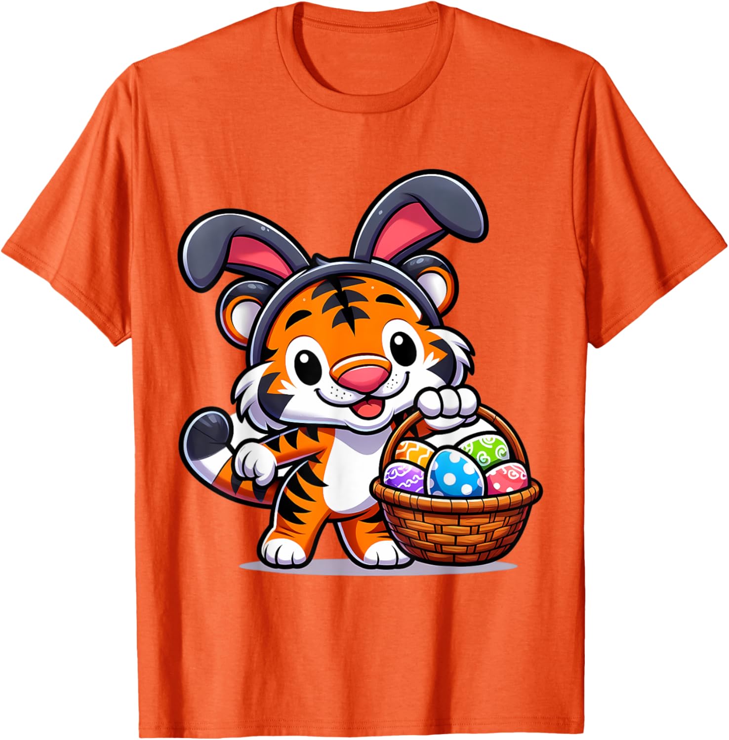 Cute Bunny Ear Tiger Easter Eggs T-Shirt for Kids and Babies - 6