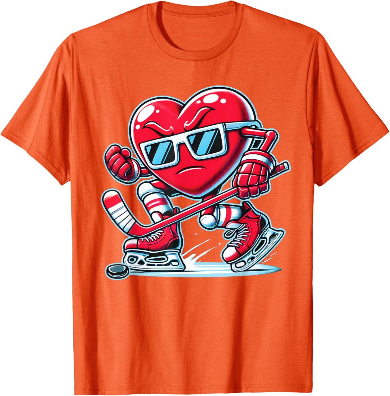Cute Heart Ice Hockey T-Shirt for Valentine's Day - Men, Women, Boys - 7