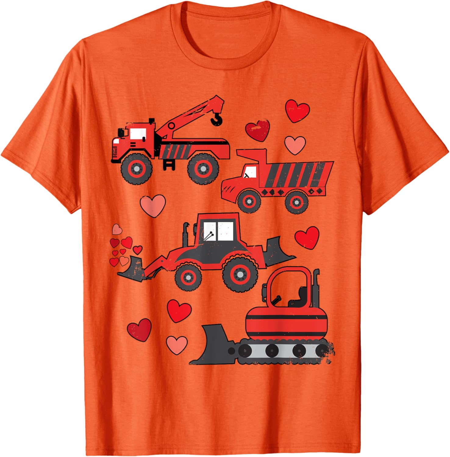 Funny Valentines Day Construction Trucks T-Shirt for Kids and Adults - 10
