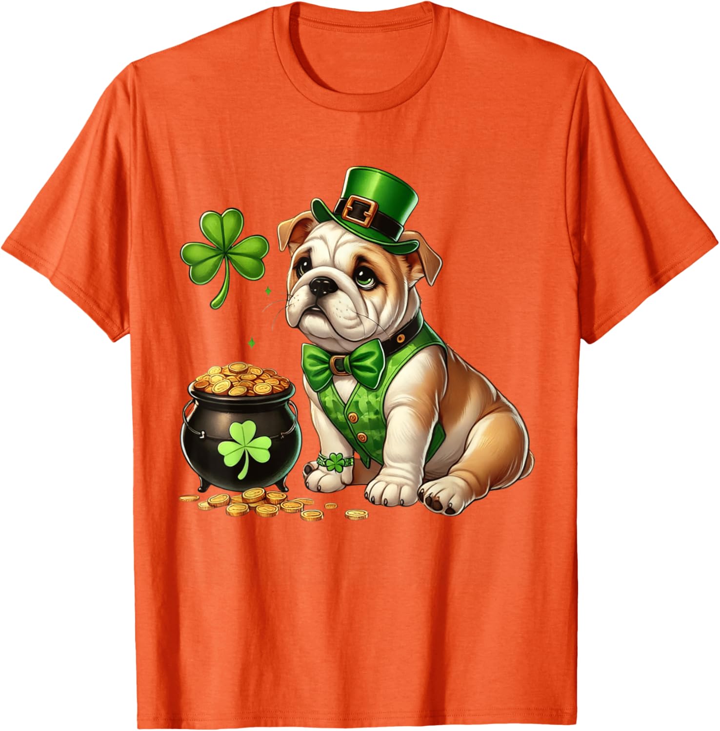 Cute Bulldog Leprechaun St Patricks Day Shamrock Kids T-Shirt - 11