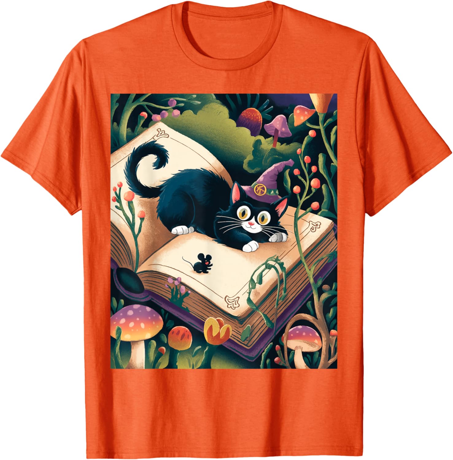 Enchanted Night Mystical Cat on Book T-Shirt for Cat Lovers - 10