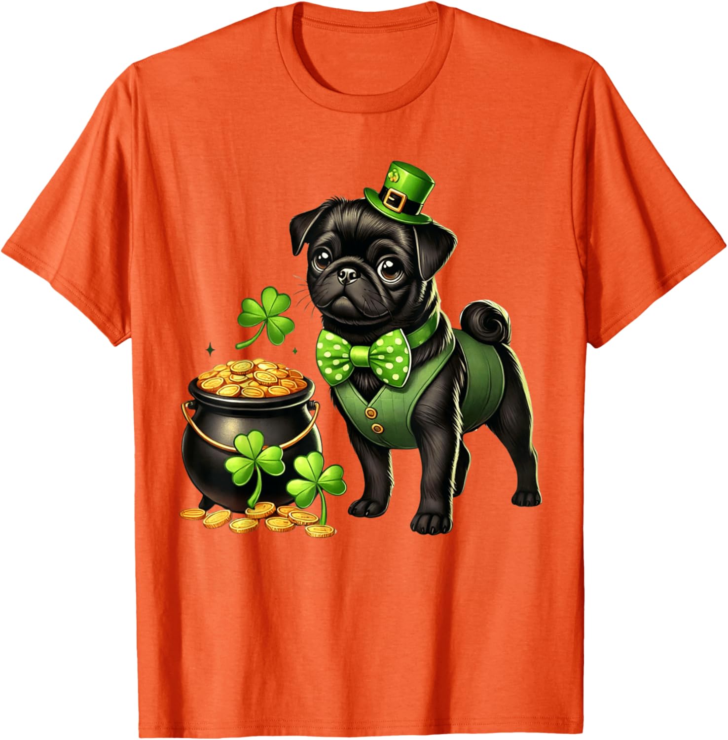 Cute Black Pug Leprechaun T-Shirt for Kids - St Patrick's Day Fun - 16