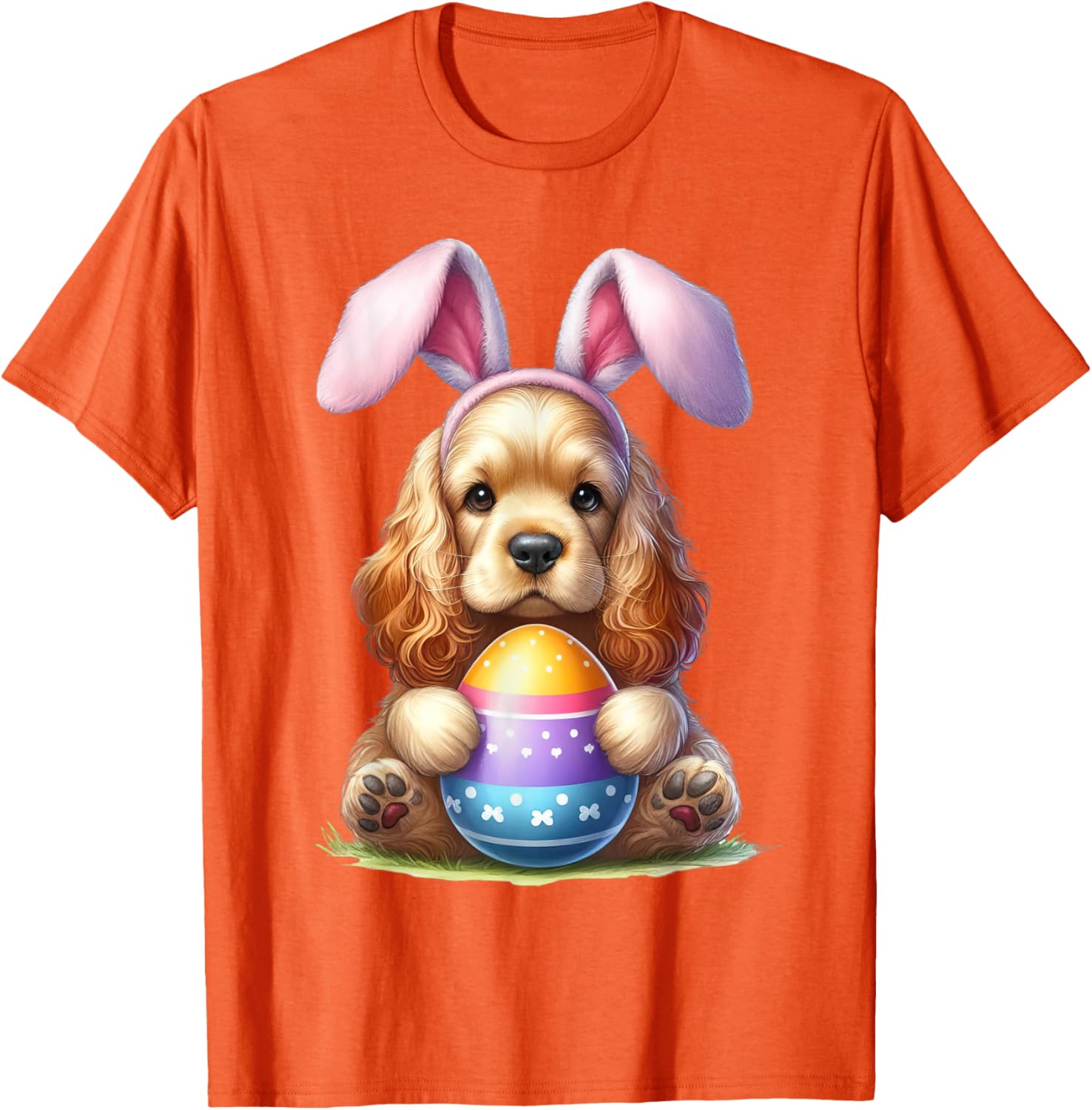 Cute Bunny Cocker Spaniel Easter T-Shirt for Men and Women Celebrating Spring - 1
