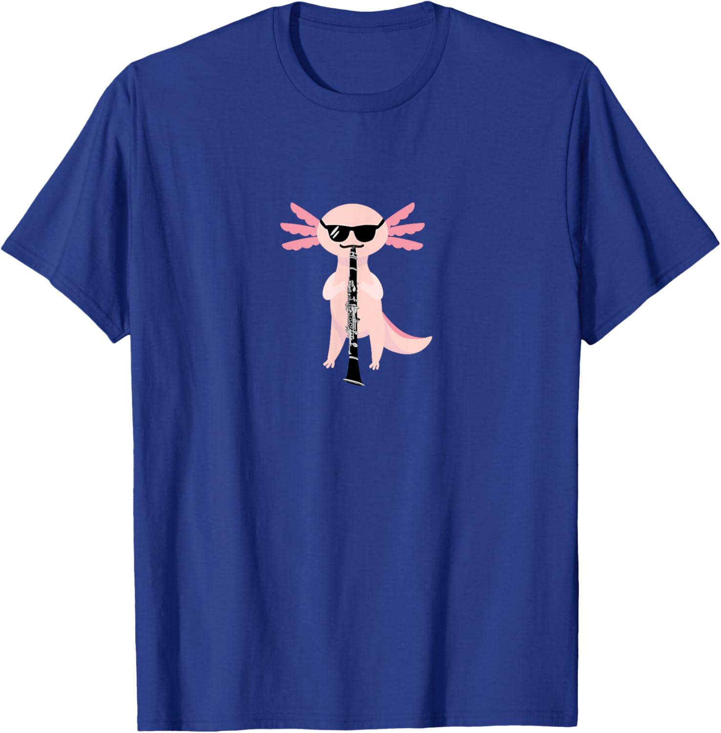 Funny Cute Axolotl T-Shirt with Sunglasses Playing Clarinet for Music Lovers - 4