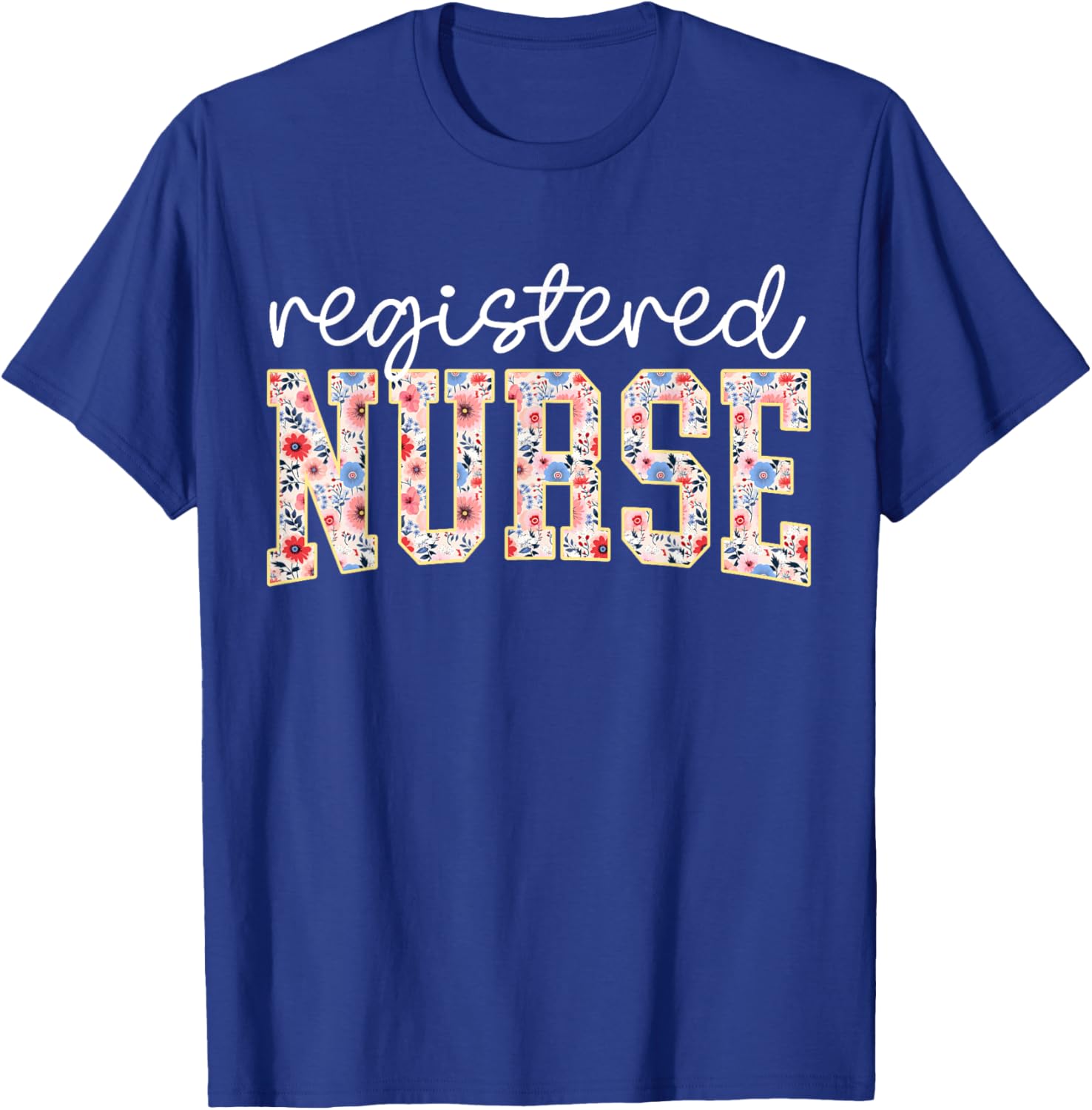 Floral Print RN Nurse T-Shirt for Women - Perfect for Nursing School - 1