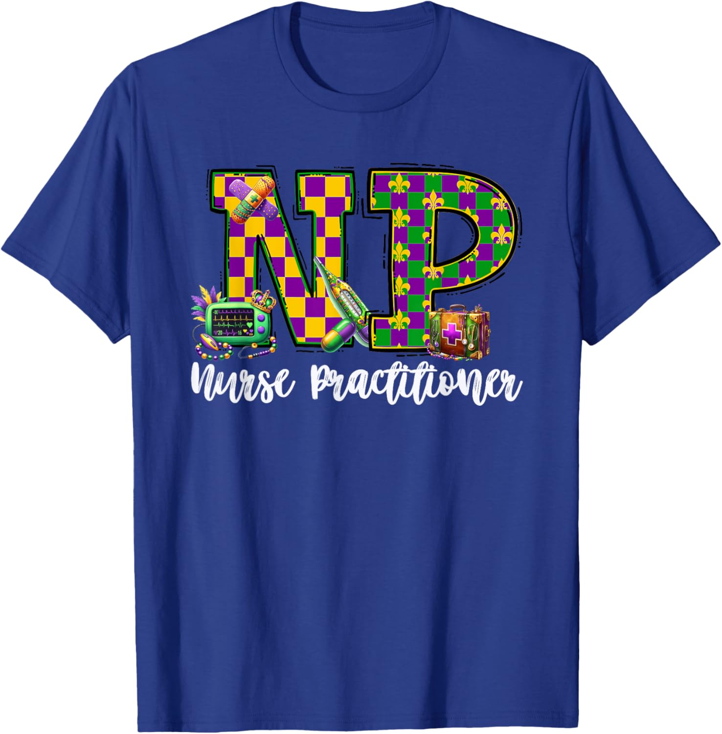 Cute Mardi Gras Nurse Practitioner T-Shirt for Women, Fun and Stylish - 20