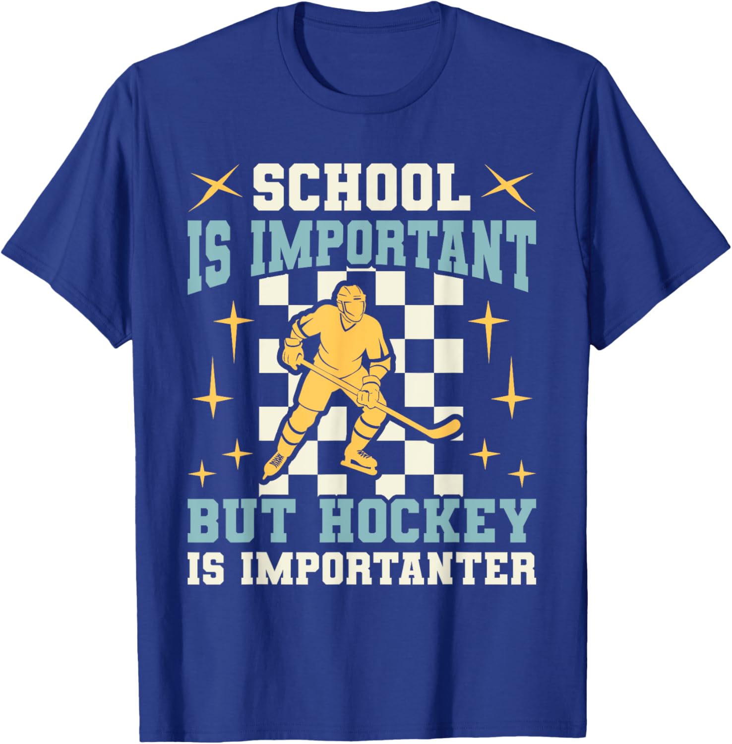 Funny Hockey T-Shirt for Boys - School Is Important Hockey Is Importanter - 8