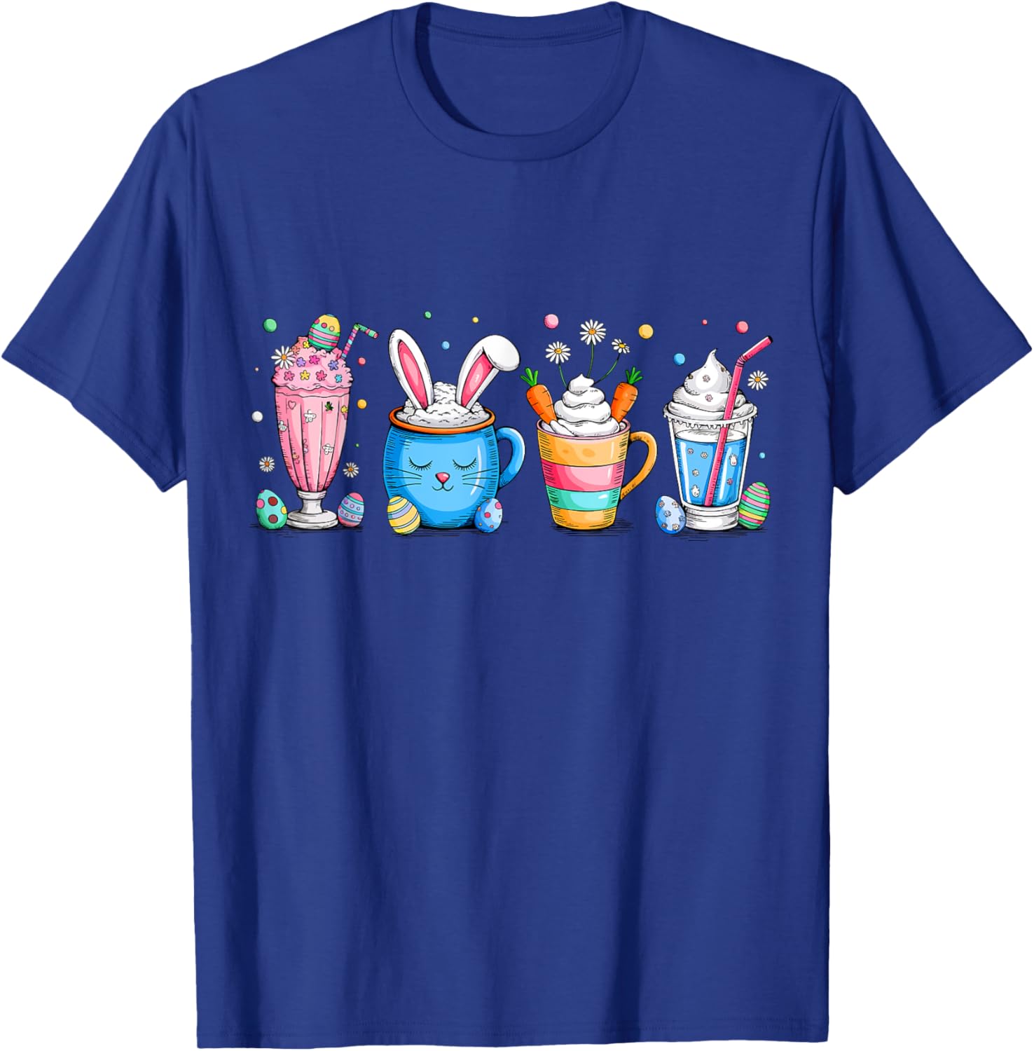 Cute Coffee Bunny T-Shirt for Women Girls with Easter Egg Design - 26