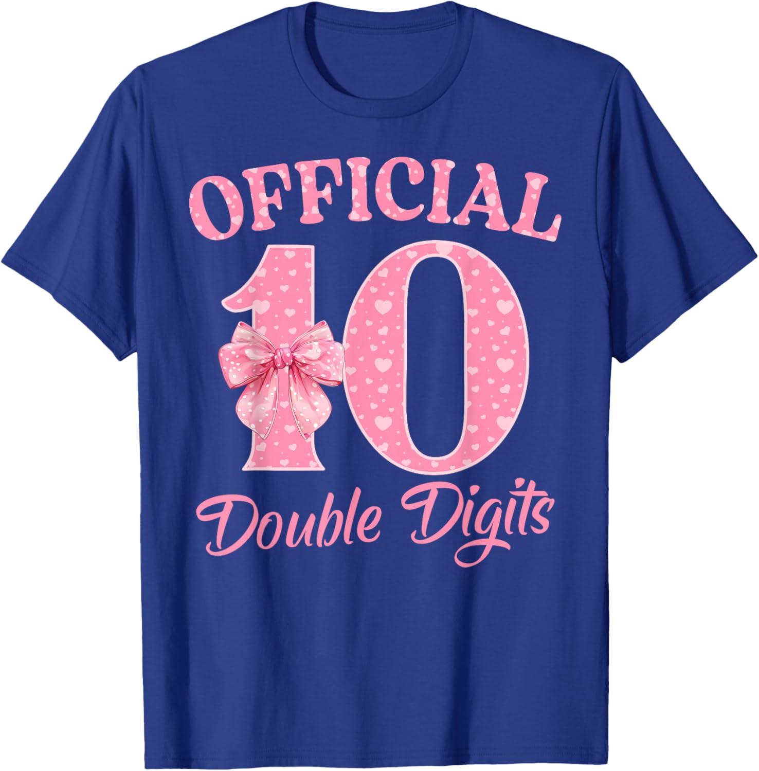 Cute Pink 10th Birthday Coquette Bow T-Shirt for Girls 10 Years Old - 20