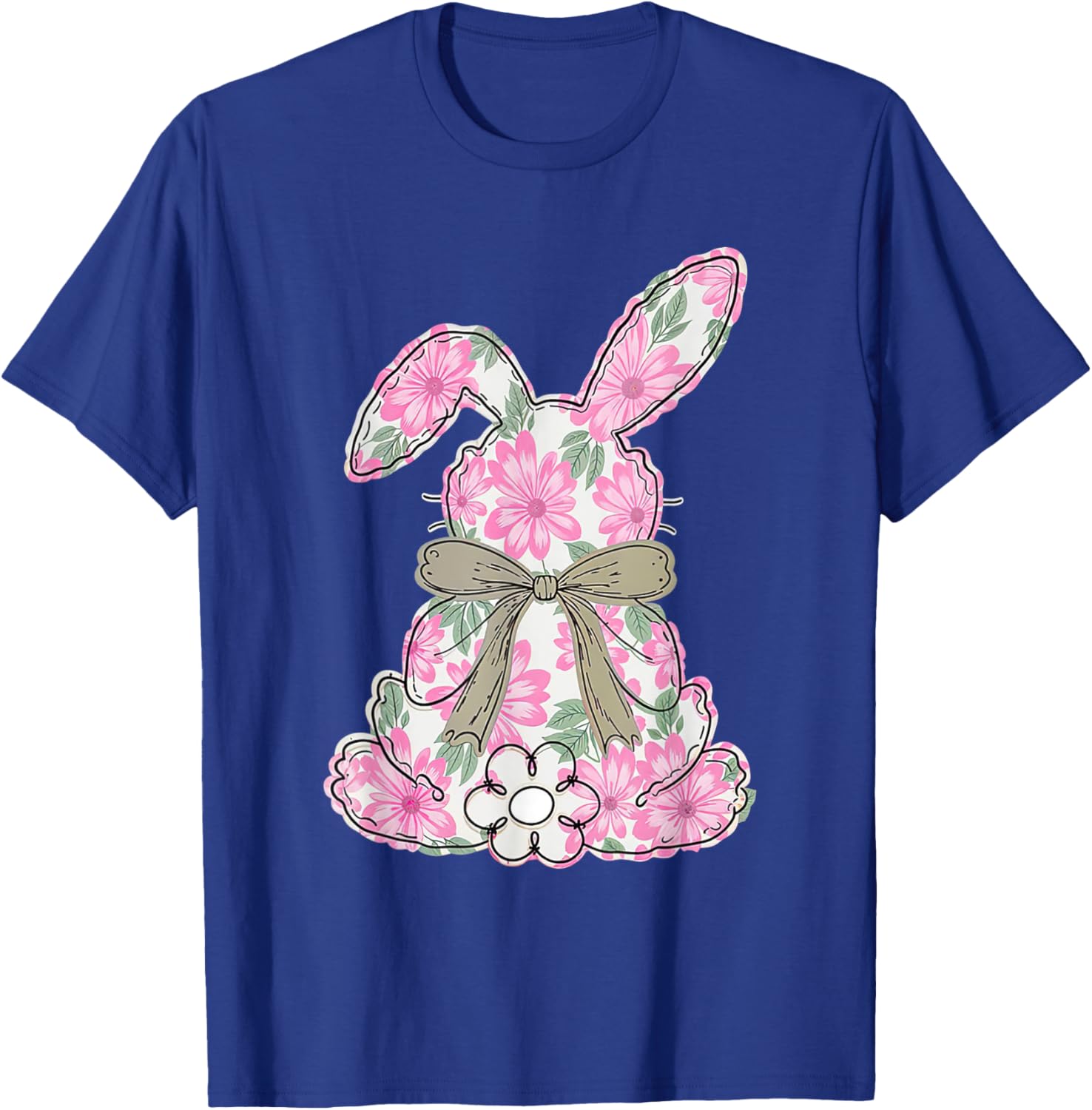 Coquette Floral Easter Bunny Kids Bow T-Shirt for Spring Celebrations - 13