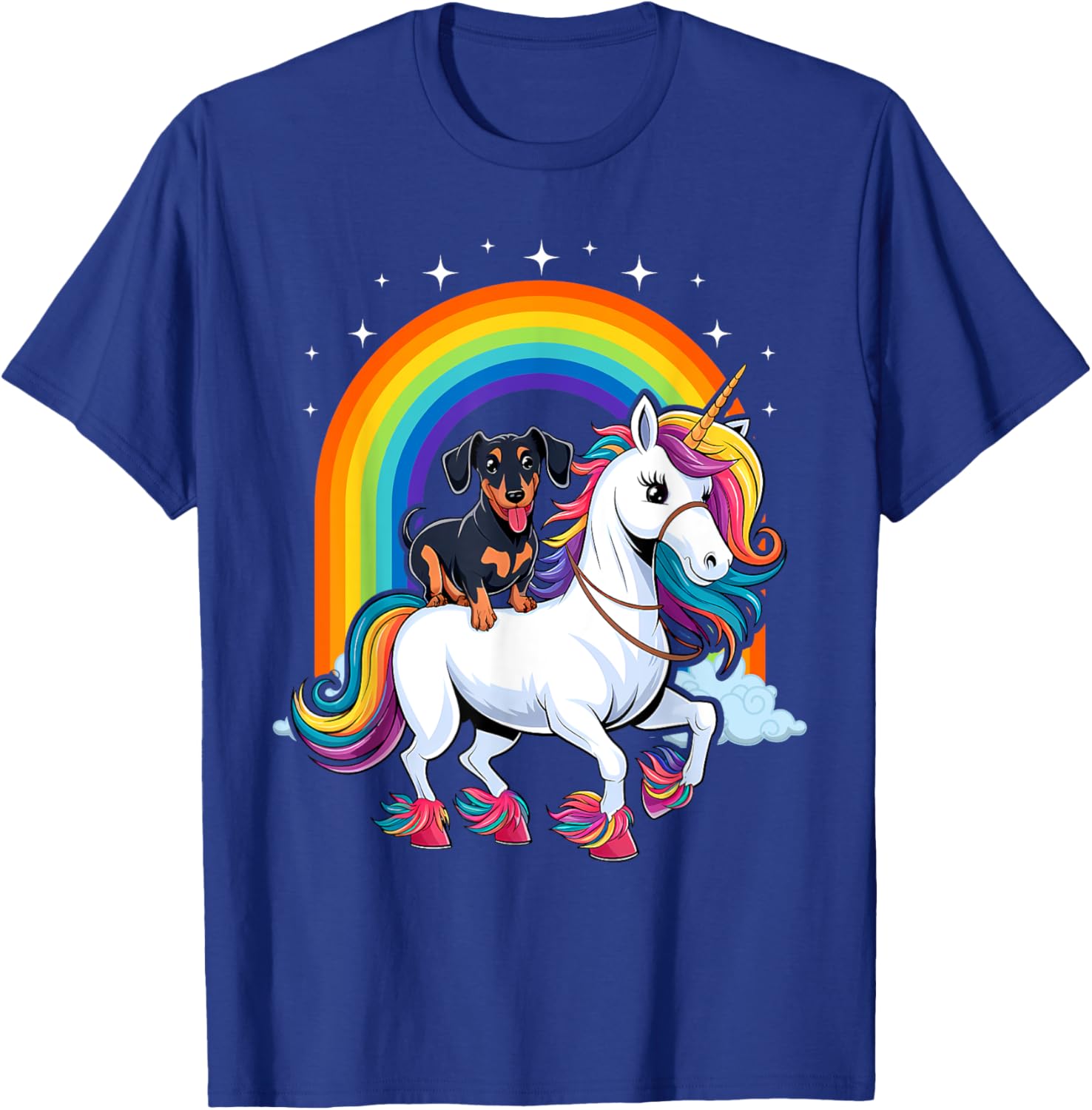 Dachshund Unicorn Galaxy Rainbow T-Shirt for Girls and Dogs - 18