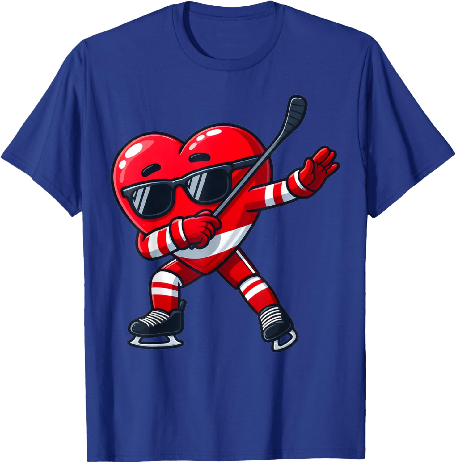 Cute Dabbing Heart Ice Hockey T-Shirt for Funny Valentine's Day Fun - 9