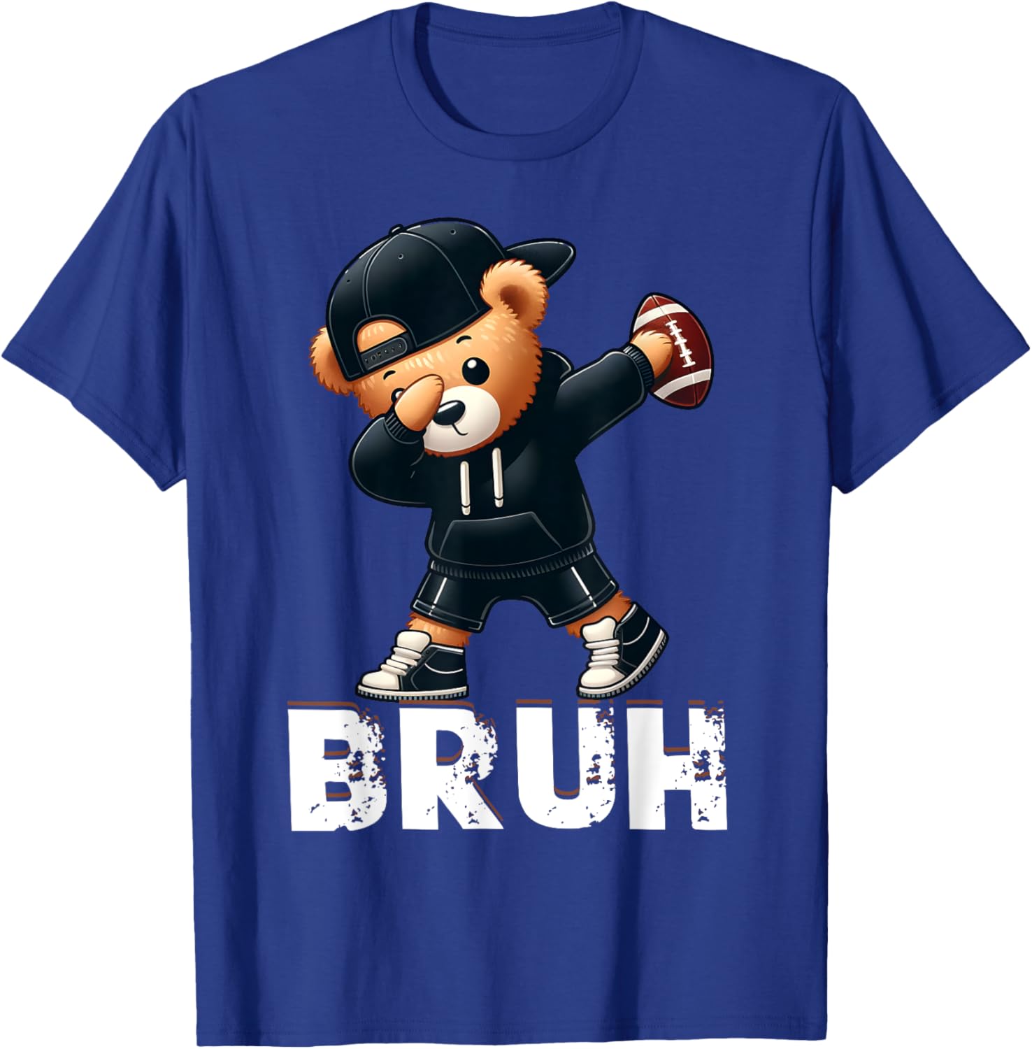 Funny Bruh Hip Hop Teddy Bear Dabbing Football T-Shirt for Boys - 5