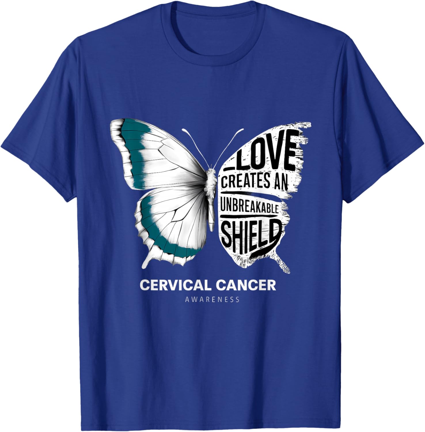 Cervical Cancer Awareness Teal Ribbon Unbreakable Shield T-Shirt - 20
