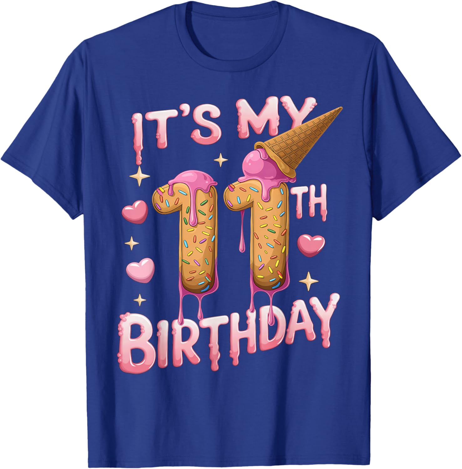 Cute Ice Cream 11th Birthday Shirt for Girls - Perfect Birthday Gift T-Shirt - 8