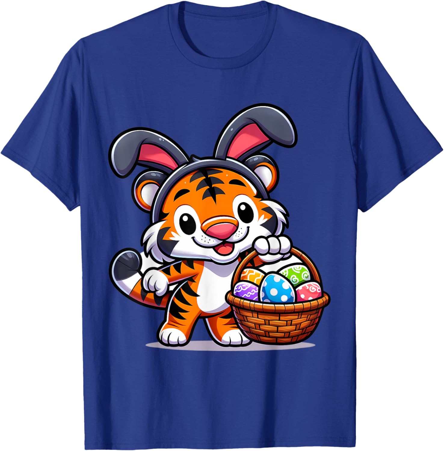 Cute Bunny Ear Tiger Easter Eggs T-Shirt for Kids and Babies - 10