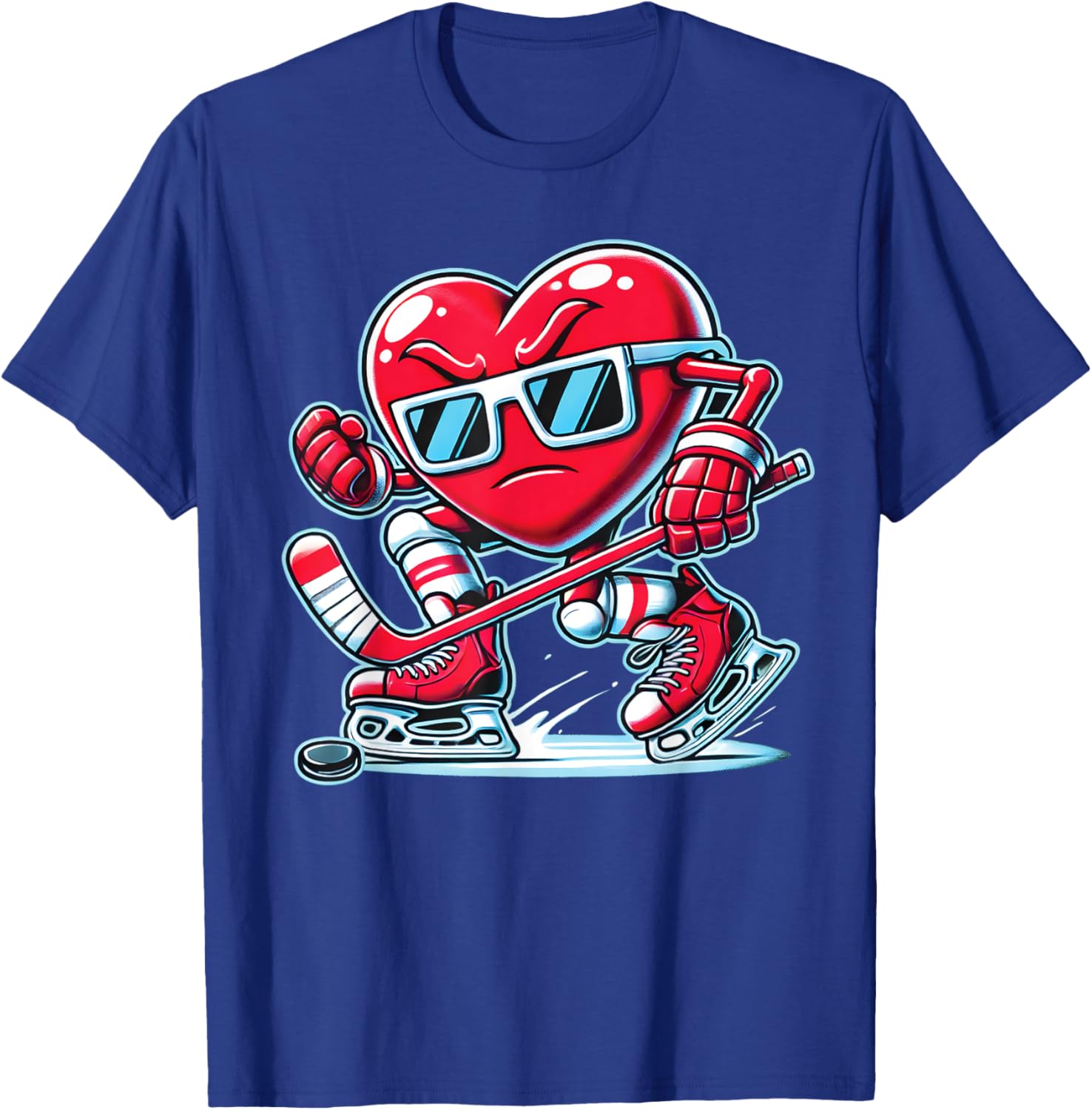 Cute Heart Ice Hockey T-Shirt for Valentine's Day - Men, Women, Boys - 28