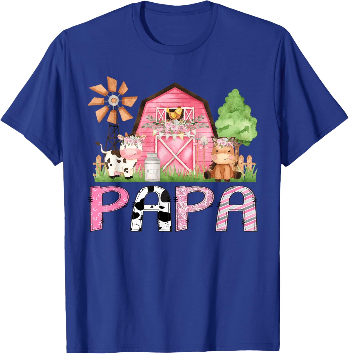 Cute Papa Pink Farm Animal Birthday Matching Family T-Shirts for Kids - 2
