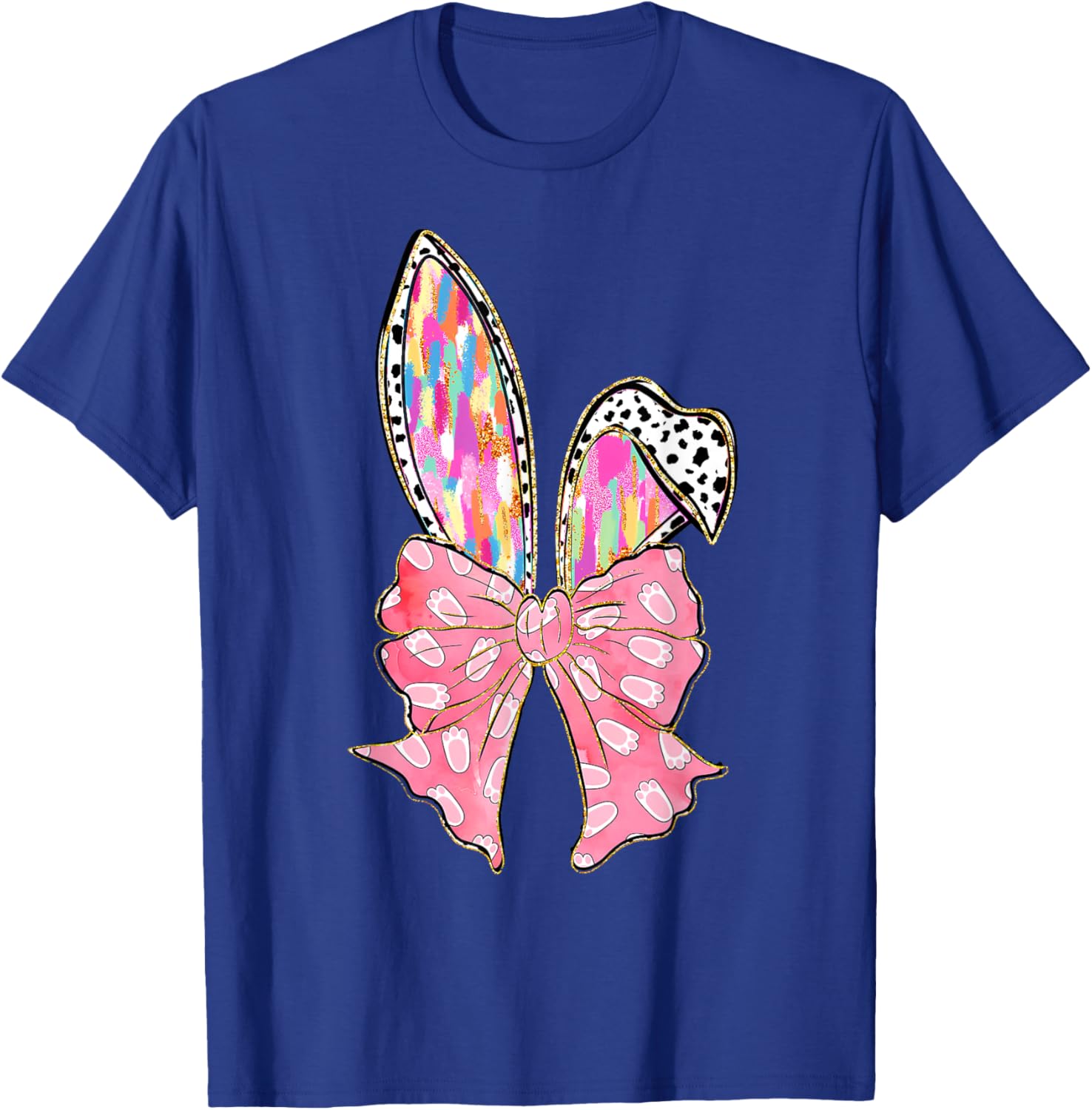 Cute Brushstroke Easter Bunny Coquette Bow Ears T-Shirt for Girls and Teens - 20