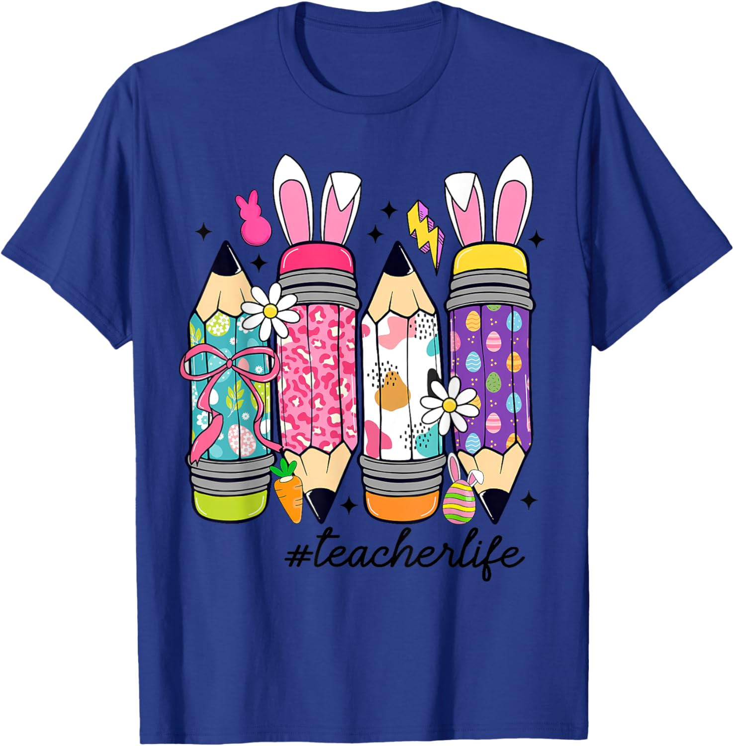 Coquette Bow Easter Bunny Teacher Life T-Shirt for Fun Classroom Style - 6