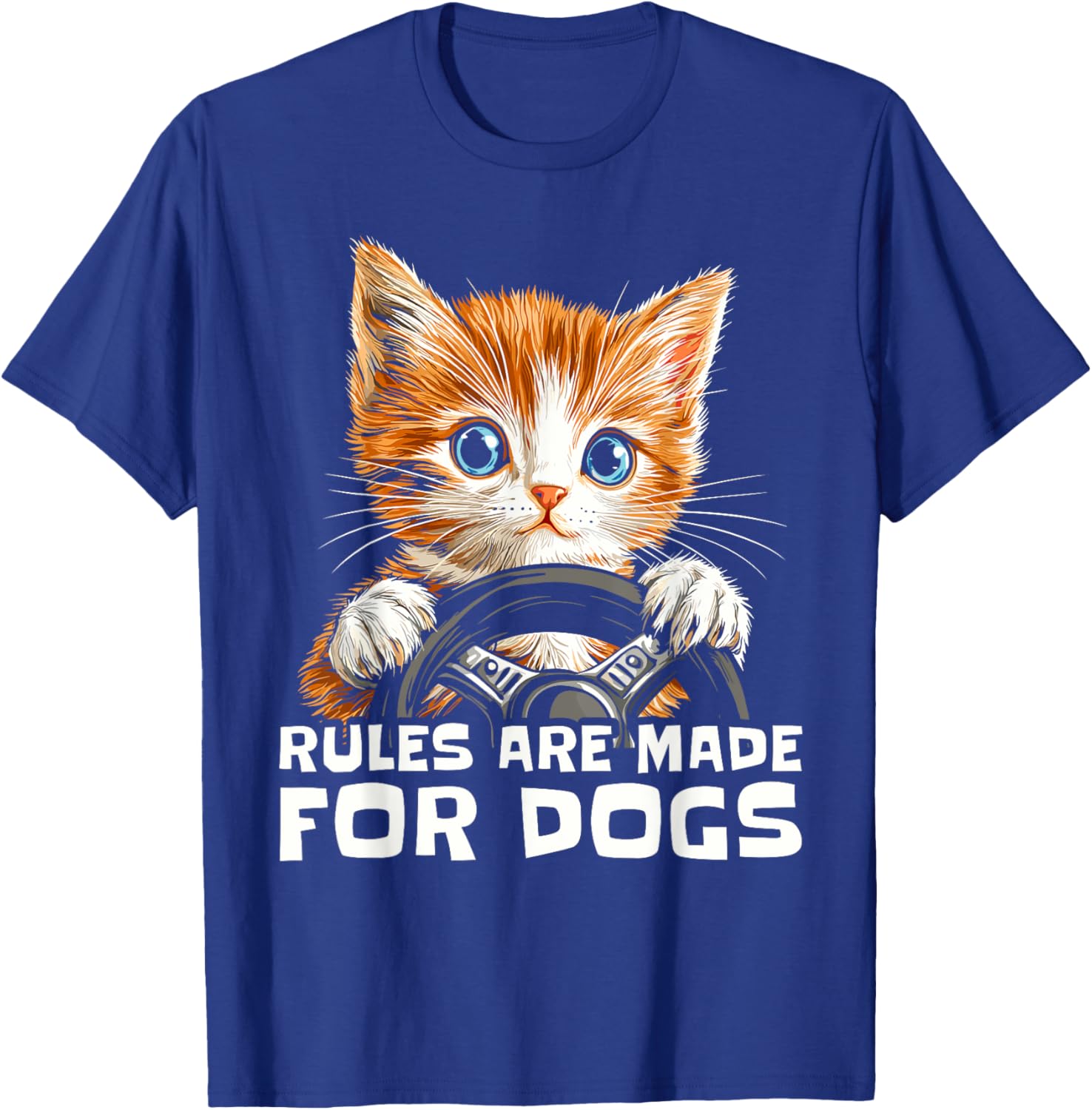 Funny Cat Lover T-Shirt - Rules Are Made for Dogs Driving Cat Shirt - 3