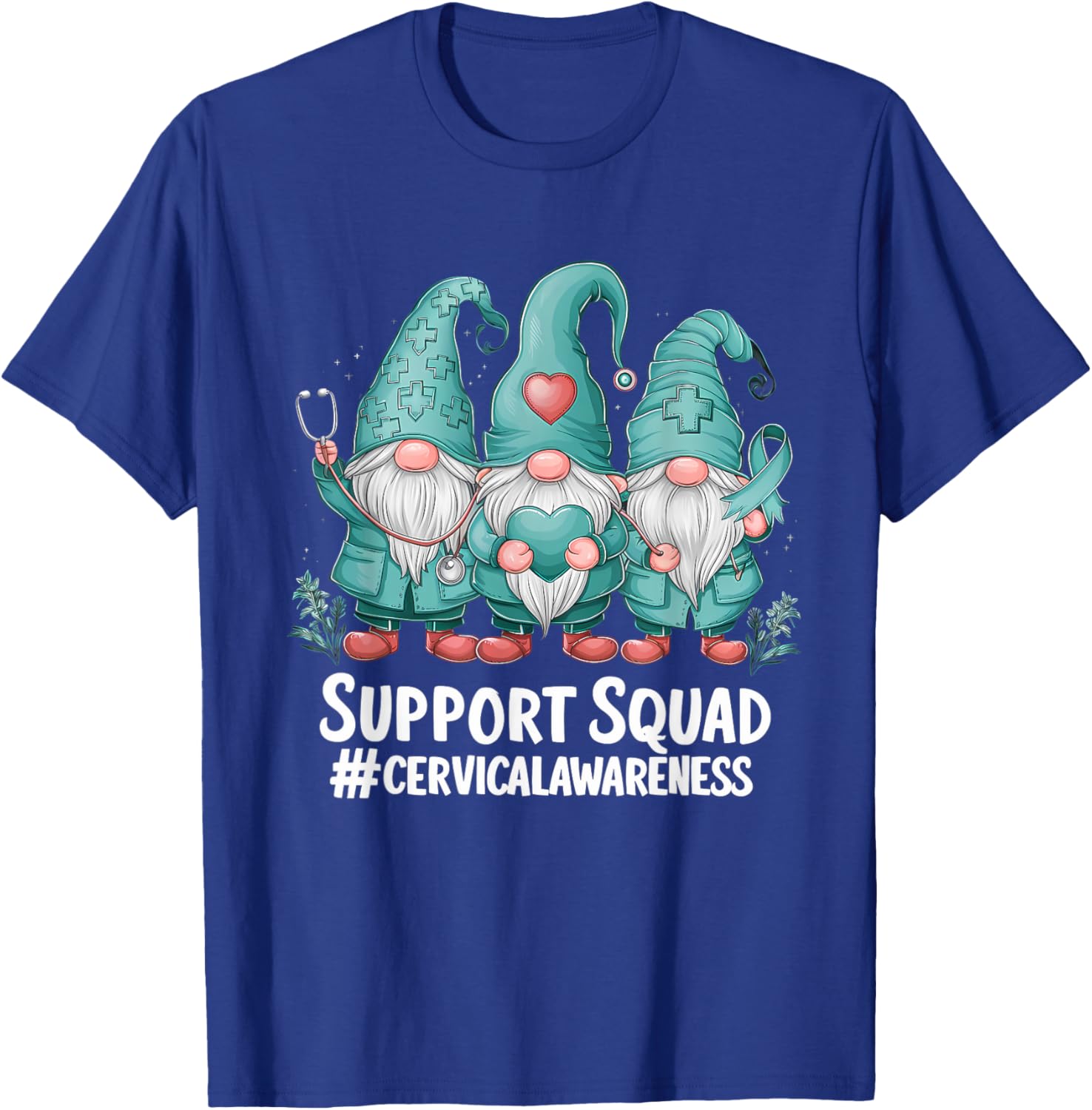 Cervical Cancer Awareness Teal Ribbon Gnome T-Shirt for Supporters - 3
