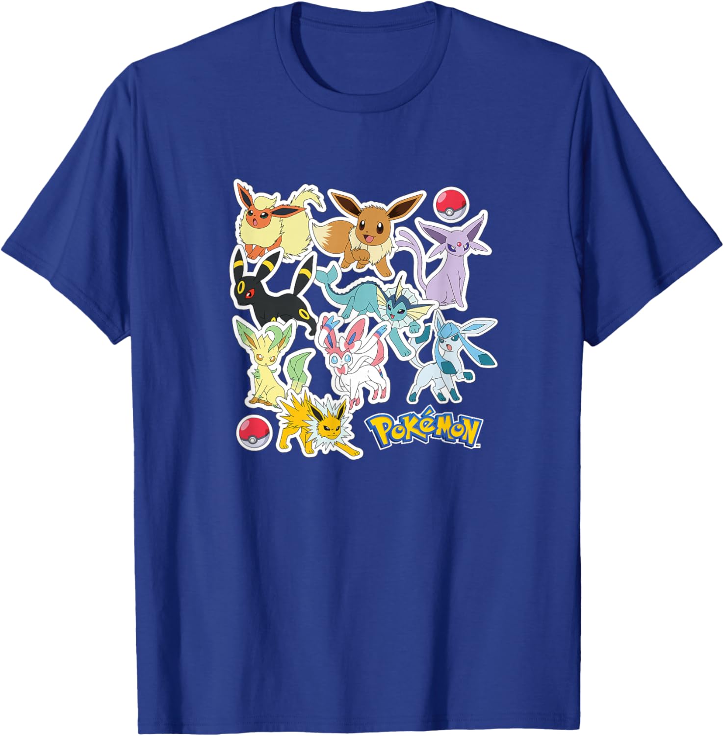 Eevee and Eeveelution Stickers T-Shirt for Pokémon Fans - Cool Apparel - 4